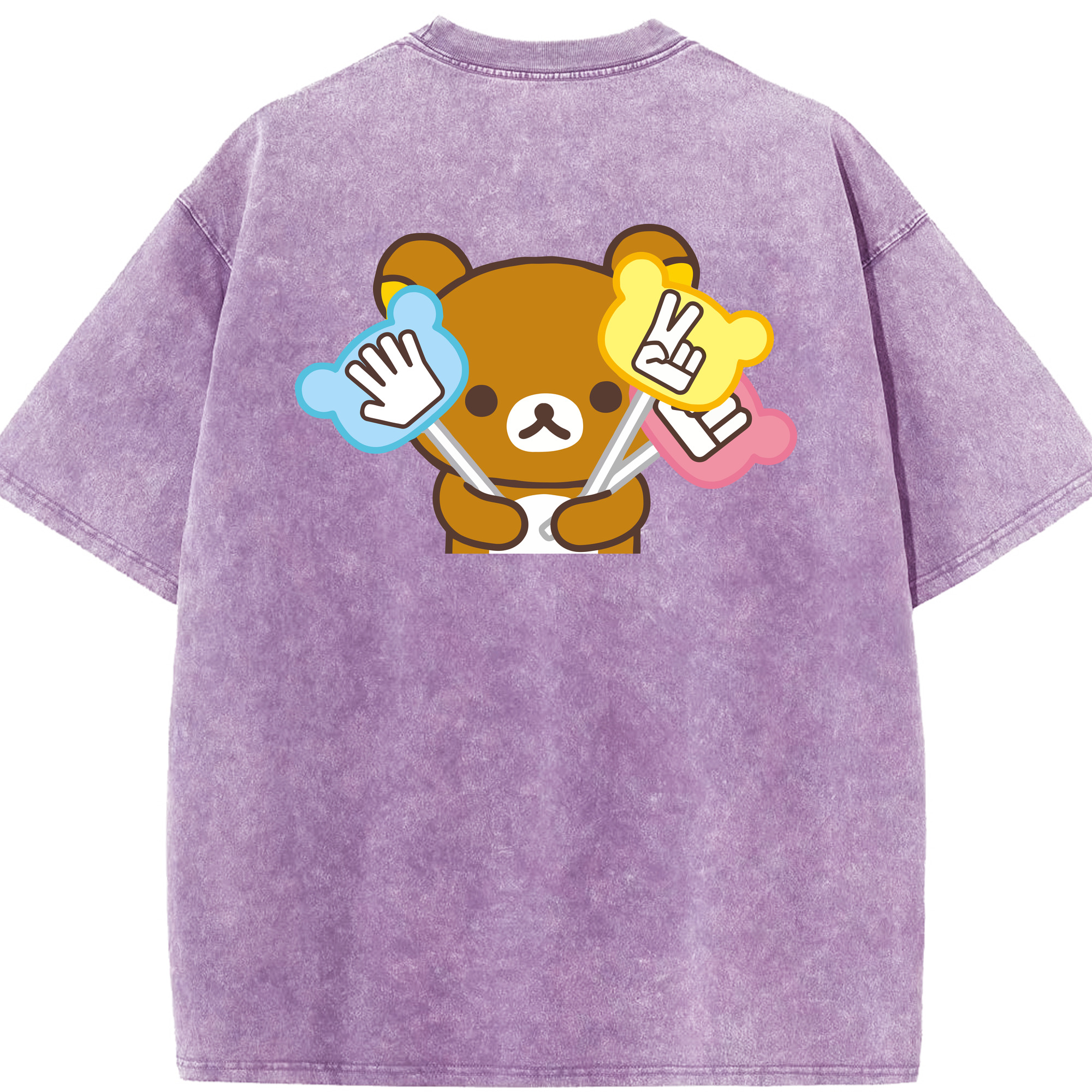 （画像用） リラックマ リラックマ キイロイトリ Rilakkuma Korilakkuma Kiiroitori 綿100% ヴィンテージ風 半袖Tシャツ（背面プリント）