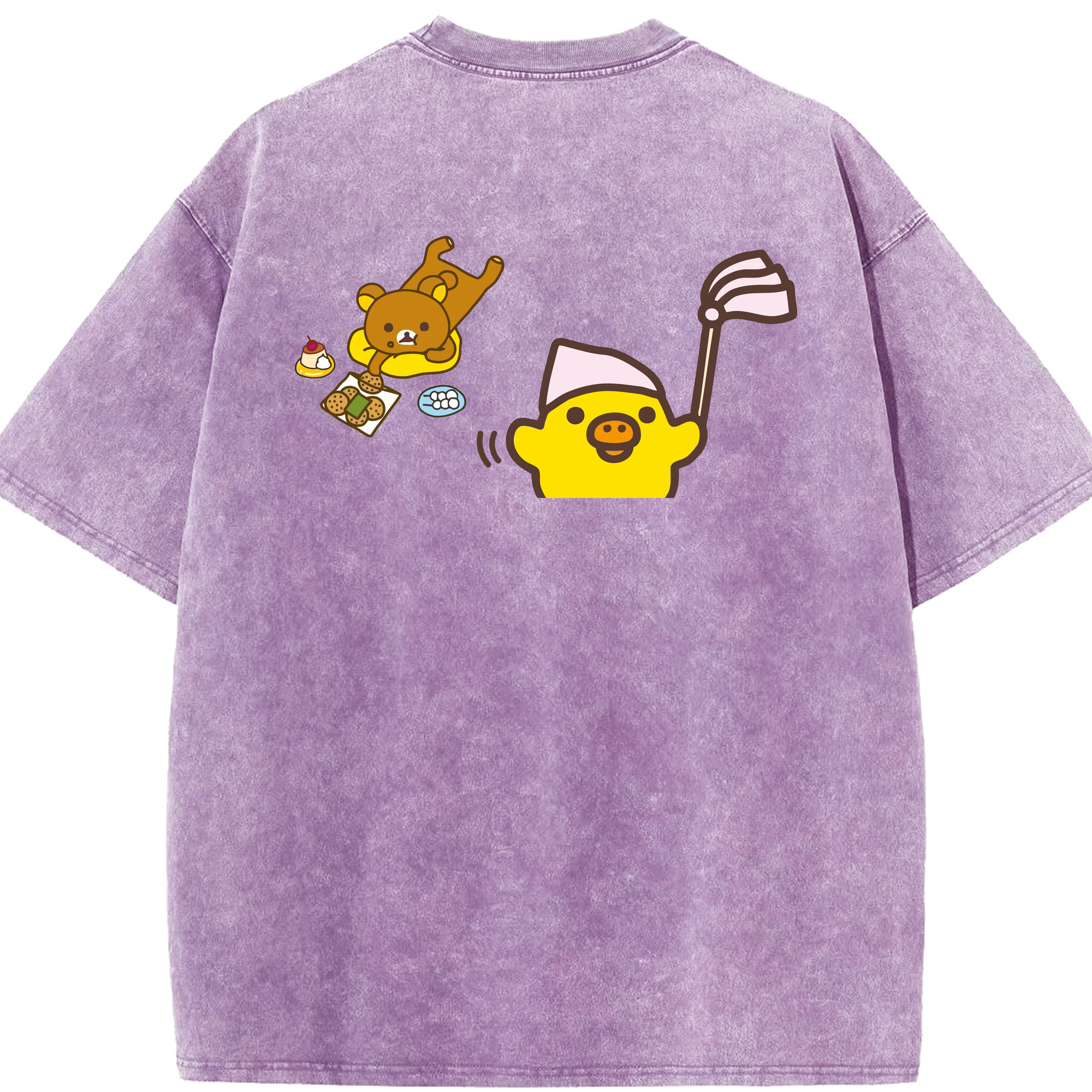 （画像用） リラックマ リラックマ キイロイトリ Rilakkuma Korilakkuma Kiiroitori 綿100% ヴィンテージ風 半袖Tシャツ（背面プリント）