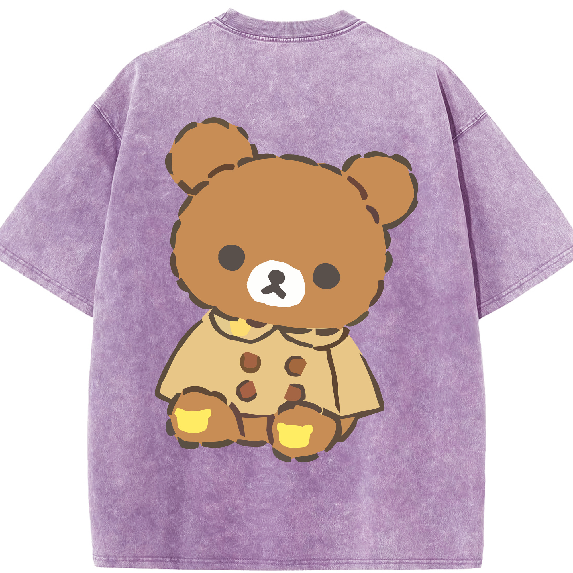 （画像用） リラックマ リラックマ キイロイトリ Rilakkuma Korilakkuma Kiiroitori 綿100% ヴィンテージ風 半袖Tシャツ（背面プリント）