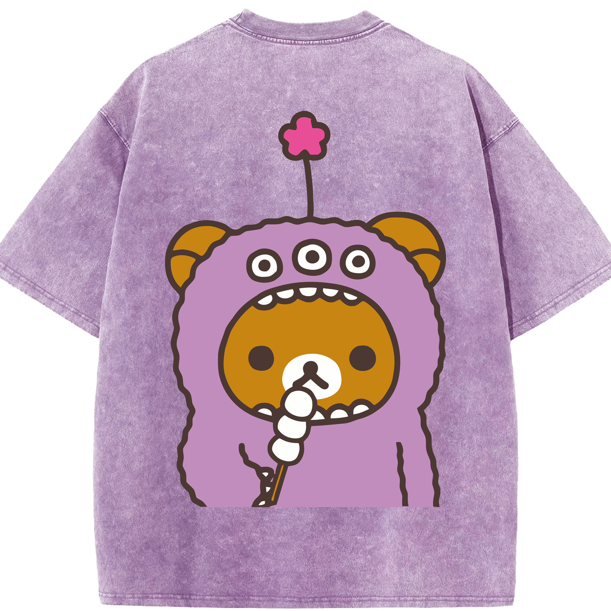 （画像用） リラックマ リラックマ キイロイトリ Rilakkuma Korilakkuma Kiiroitori 綿100% ヴィンテージ風 半袖Tシャツ（背面プリント）