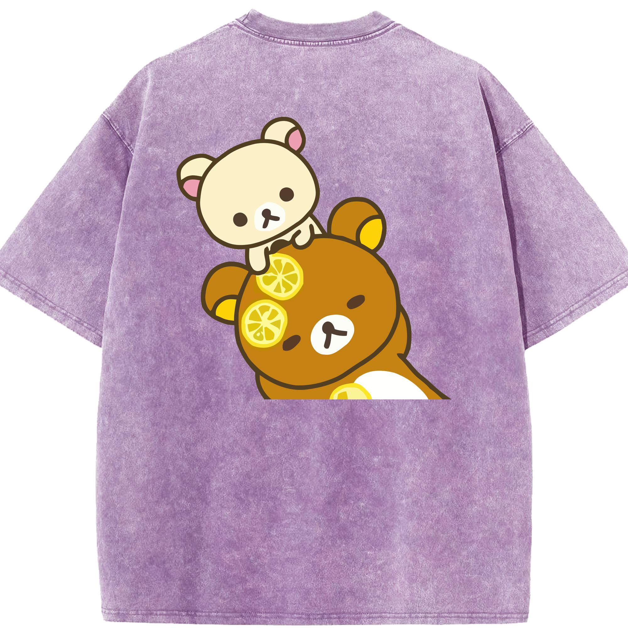 （画像用） リラックマ リラックマ キイロイトリ Rilakkuma Korilakkuma Kiiroitori 綿100% ヴィンテージ風 半袖Tシャツ（背面プリント）