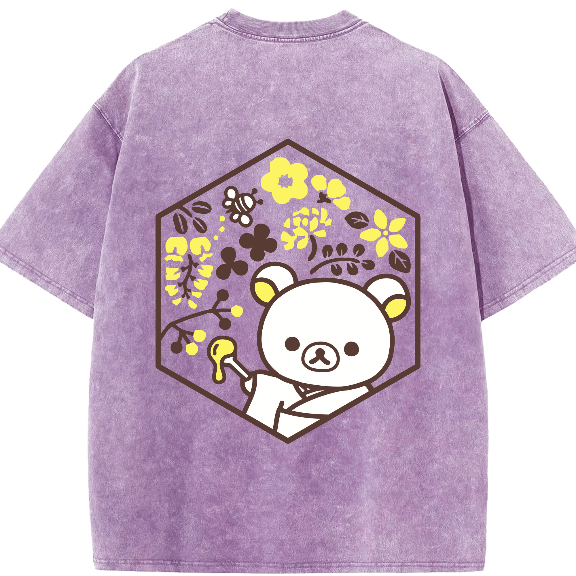 （画像用） リラックマ リラックマ キイロイトリ Rilakkuma Korilakkuma Kiiroitori 綿100% ヴィンテージ風 半袖Tシャツ（背面プリント）