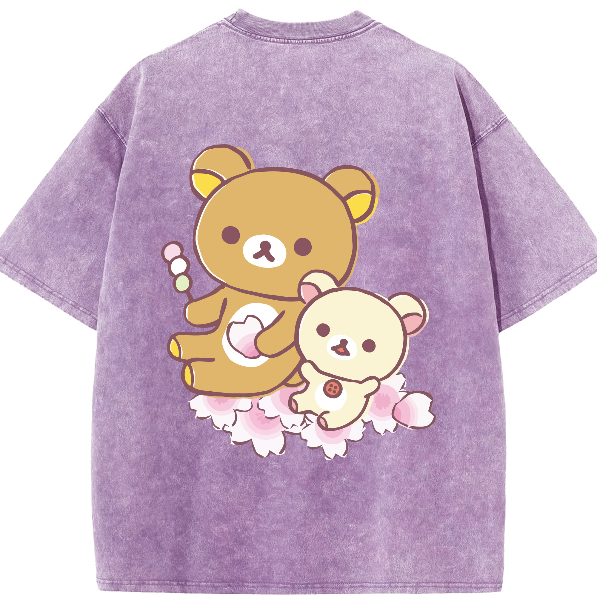 （画像用） リラックマ リラックマ キイロイトリ Rilakkuma Korilakkuma Kiiroitori 綿100% ヴィンテージ風 半袖Tシャツ（背面プリント）