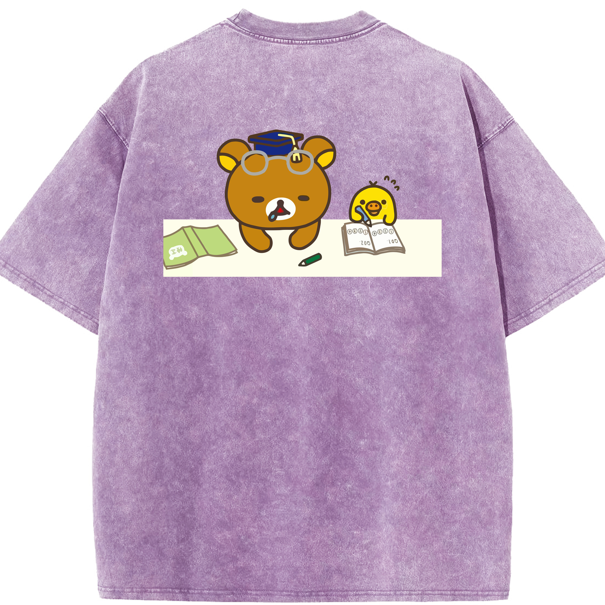 （画像用） リラックマ リラックマ キイロイトリ Rilakkuma Korilakkuma Kiiroitori 綿100% ヴィンテージ風 半袖Tシャツ（背面プリント）