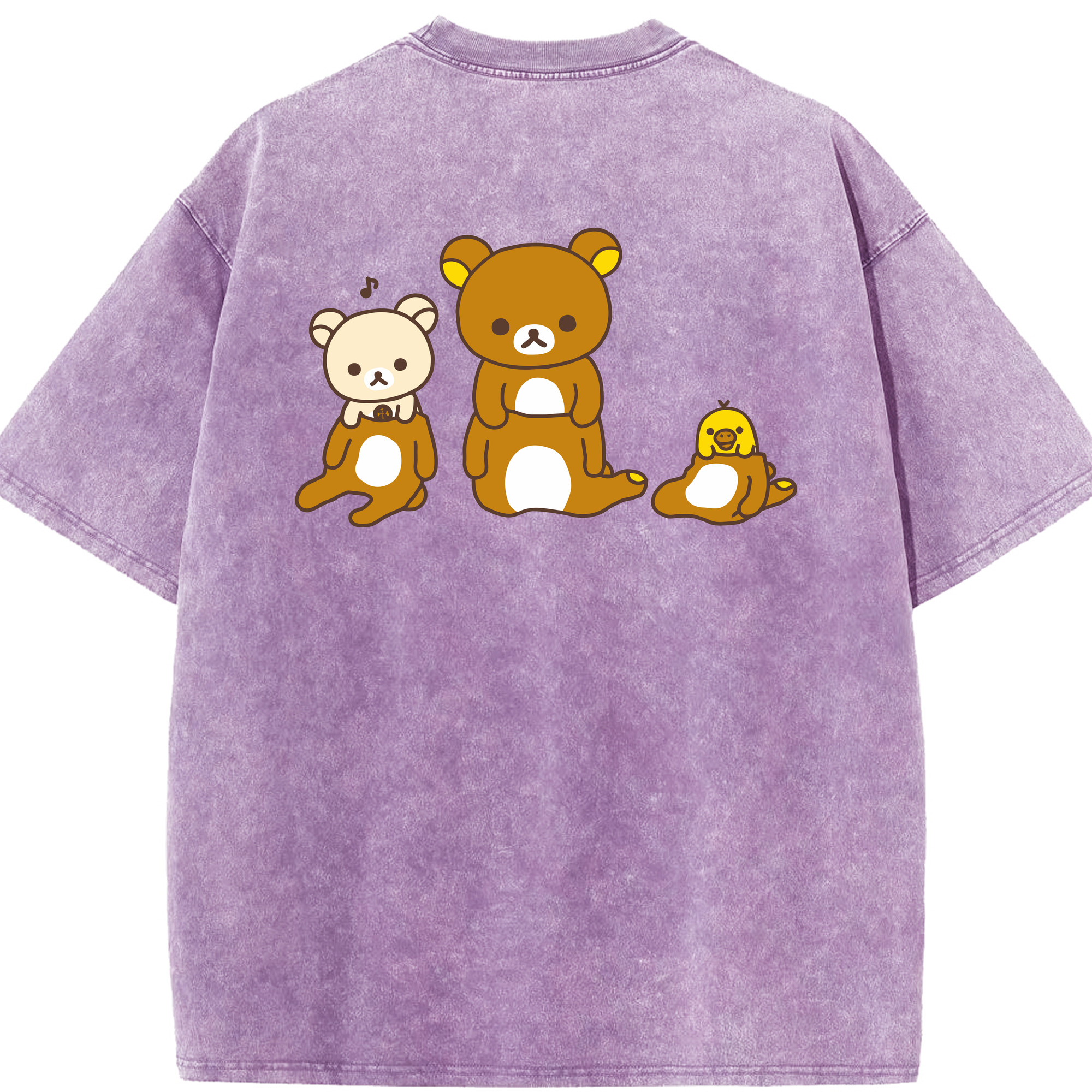 （画像用） リラックマ リラックマ キイロイトリ Rilakkuma Korilakkuma Kiiroitori 綿100% ヴィンテージ風 半袖Tシャツ（背面プリント）