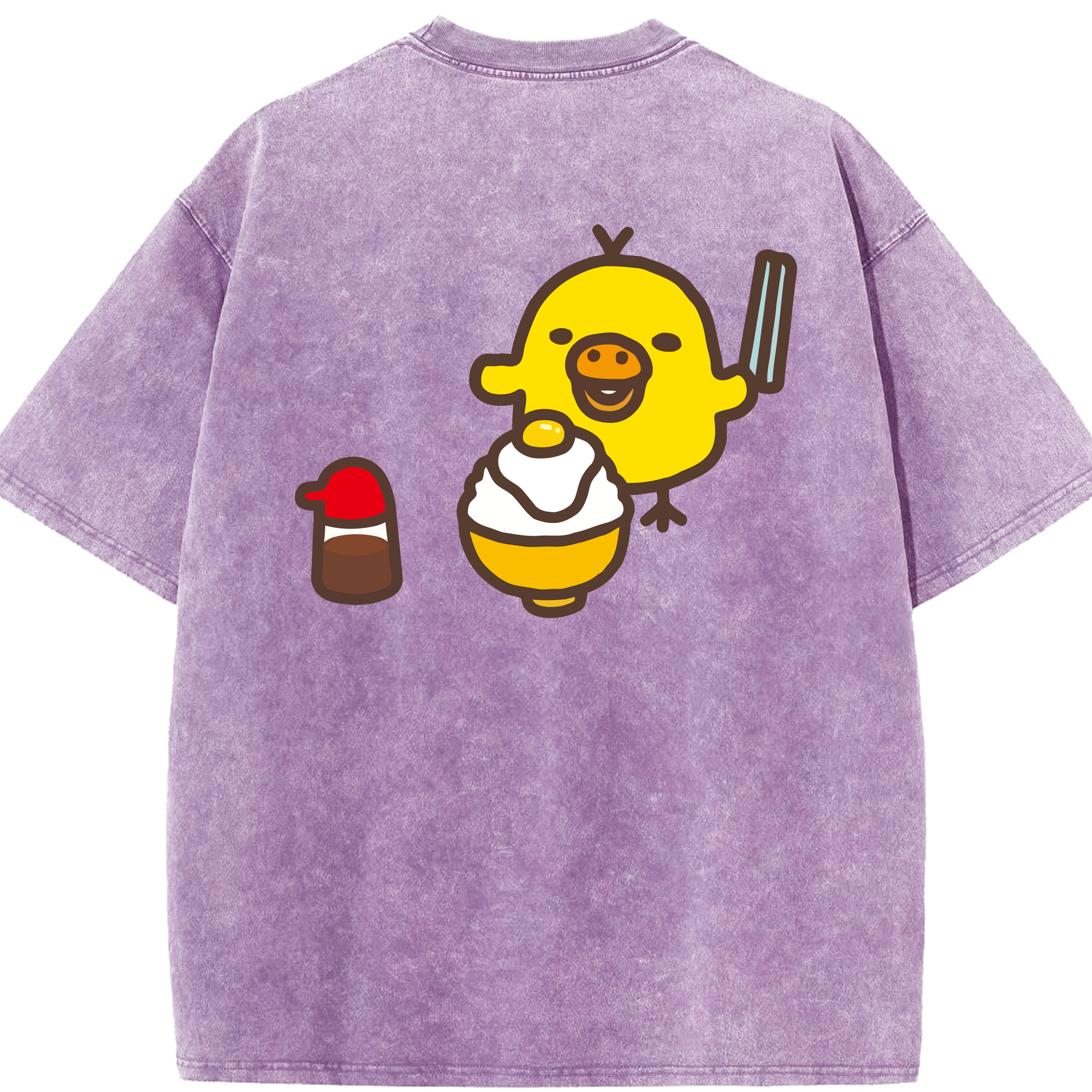 （画像用） リラックマ リラックマ キイロイトリ Rilakkuma Korilakkuma Kiiroitori 綿100% ヴィンテージ風 半袖Tシャツ（背面プリント）