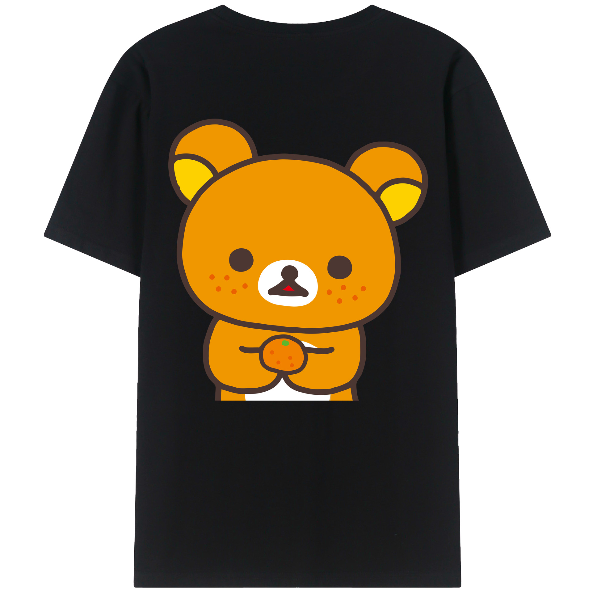 （画像用） リラックマ リラックマ キイロイトリ Rilakkuma Korilakkuma Kiiroitori 綿100％ メンズ半袖Tシャツ（バックプリント） 通気性
