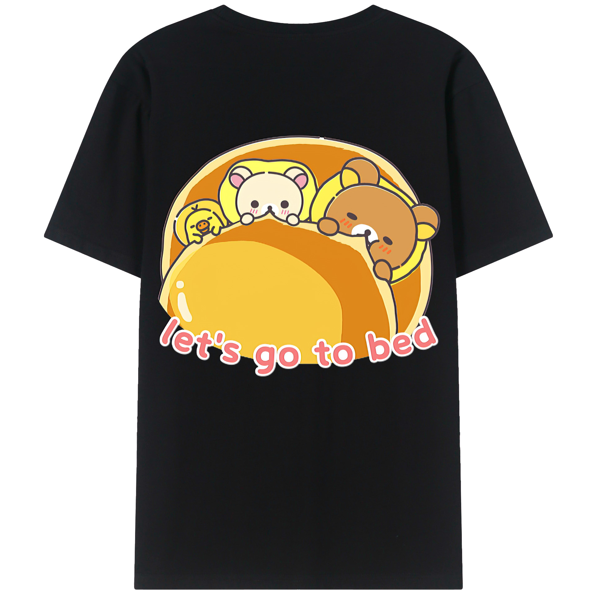 （画像用） リラックマ リラックマ キイロイトリ Rilakkuma Korilakkuma Kiiroitori 綿100％ メンズ半袖Tシャツ（バックプリント） 通気性