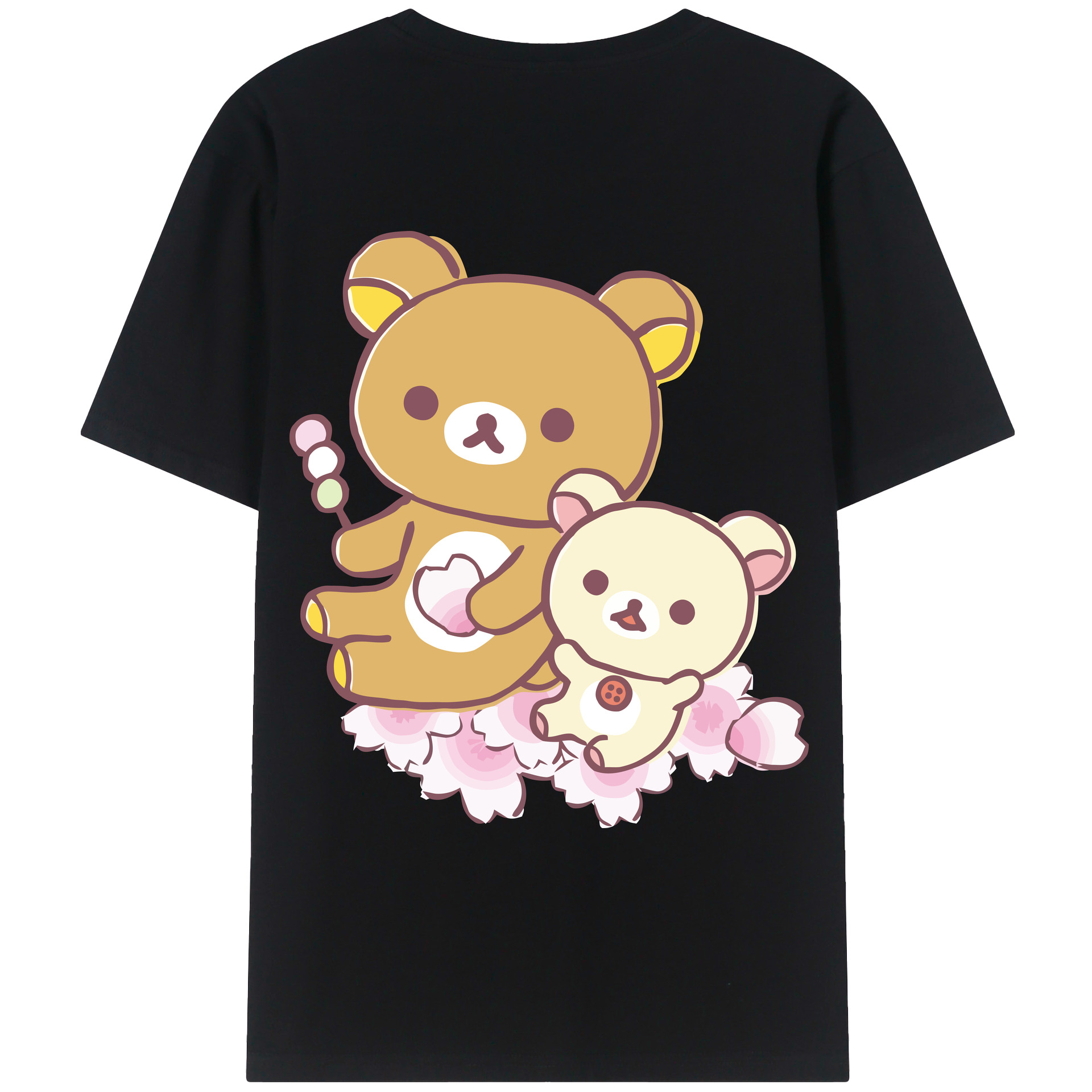 （画像用） リラックマ リラックマ キイロイトリ Rilakkuma Korilakkuma Kiiroitori 綿100％ メンズ半袖Tシャツ（バックプリント） 通気性