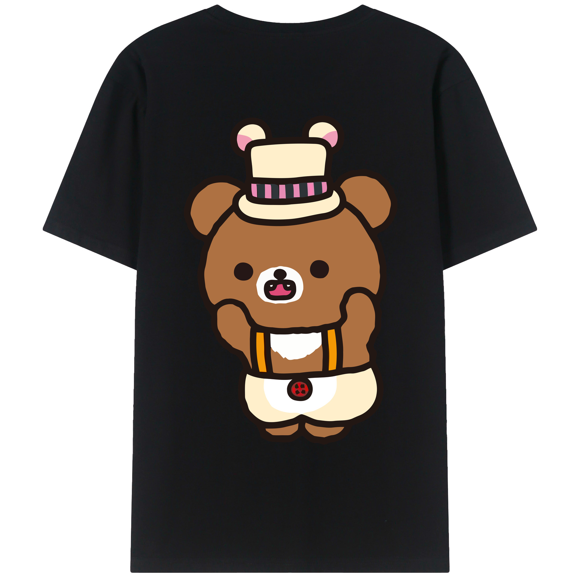 （画像用） リラックマ リラックマ キイロイトリ Rilakkuma Korilakkuma Kiiroitori 綿100％ メンズ半袖Tシャツ（バックプリント） 通気性