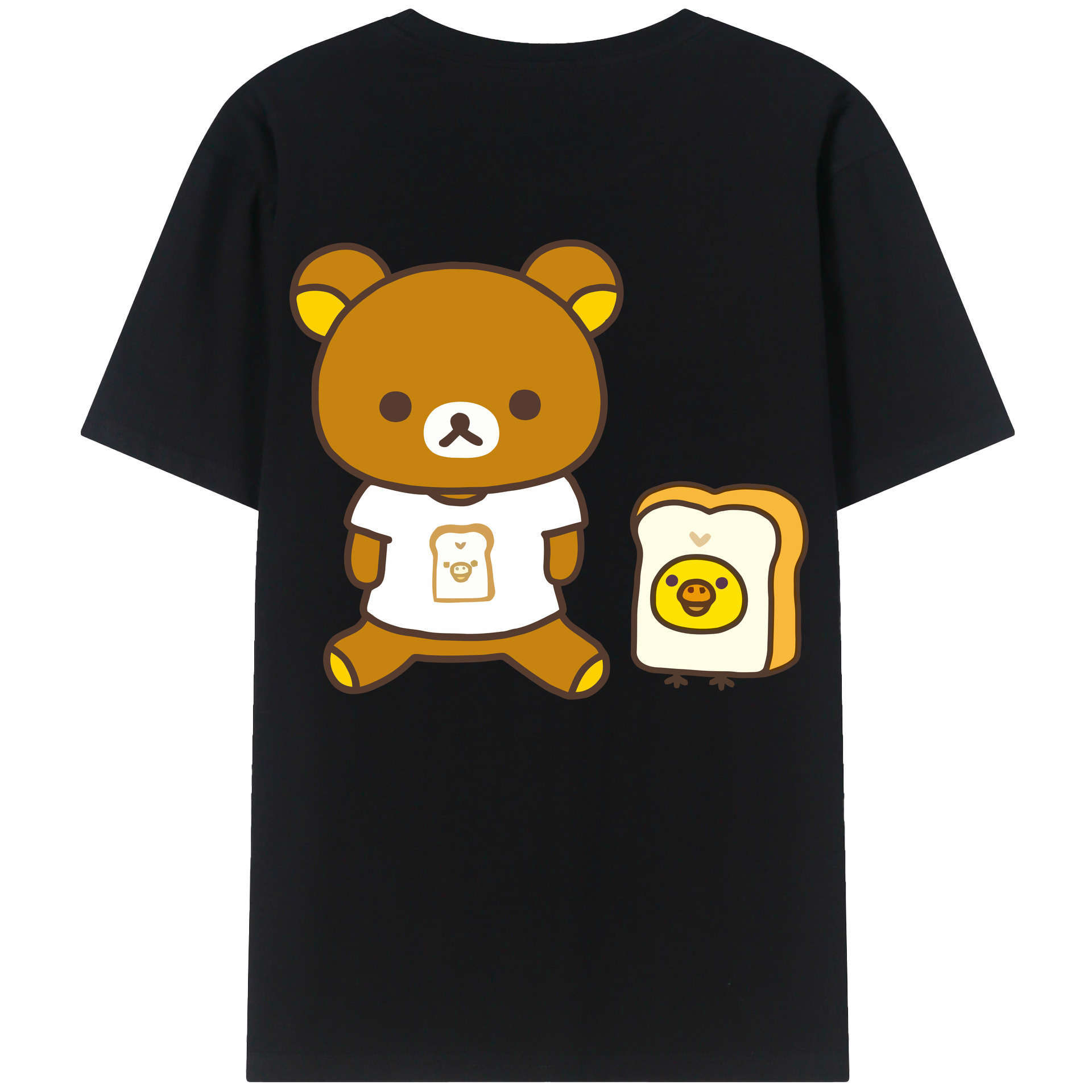 （画像用） リラックマ リラックマ キイロイトリ Rilakkuma Korilakkuma Kiiroitori 綿100％ メンズ半袖Tシャツ（バックプリント） 通気性