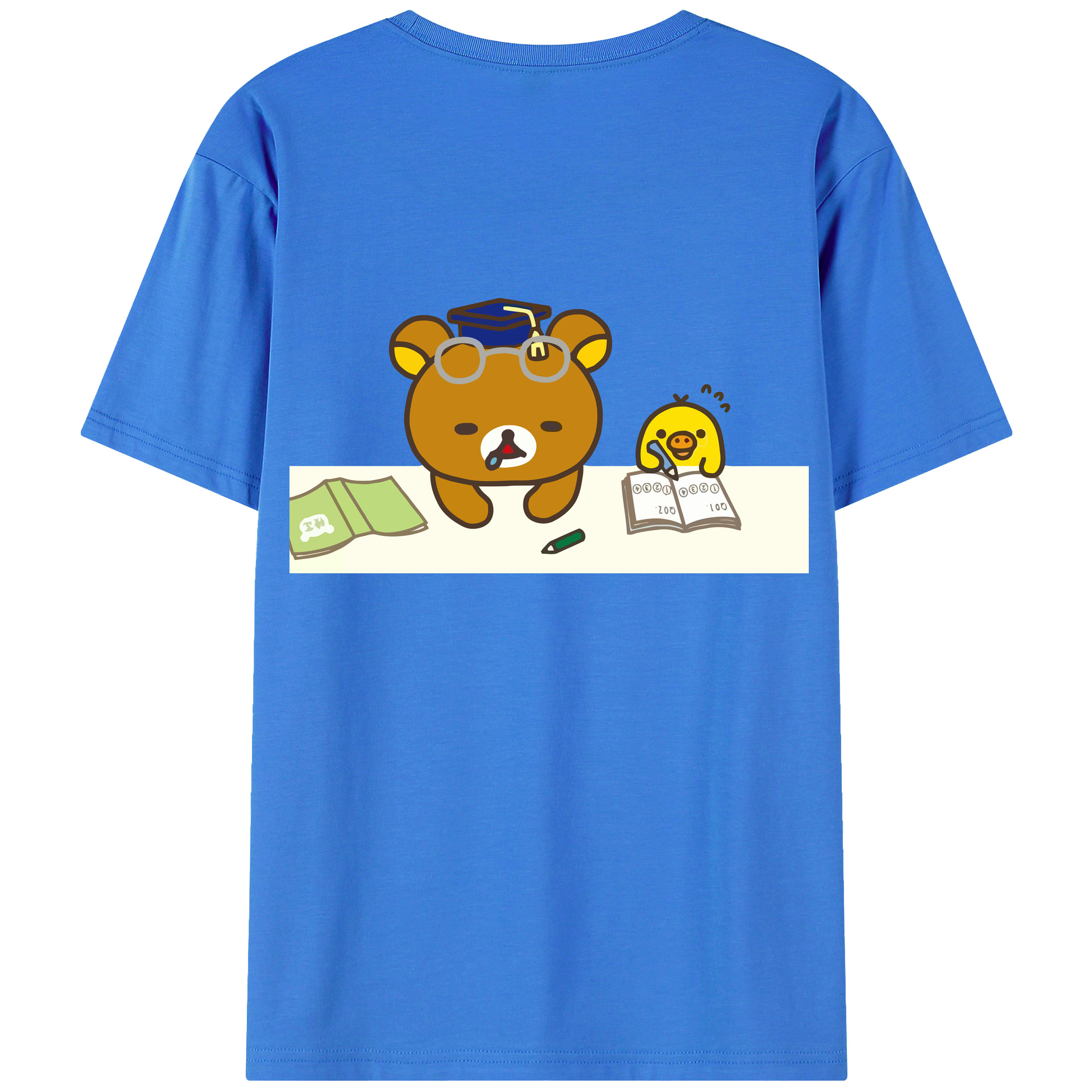 （画像用） リラックマ リラックマ キイロイトリ Rilakkuma Korilakkuma Kiiroitori 綿100％ メンズ半袖Tシャツ（バックプリント） 通気性