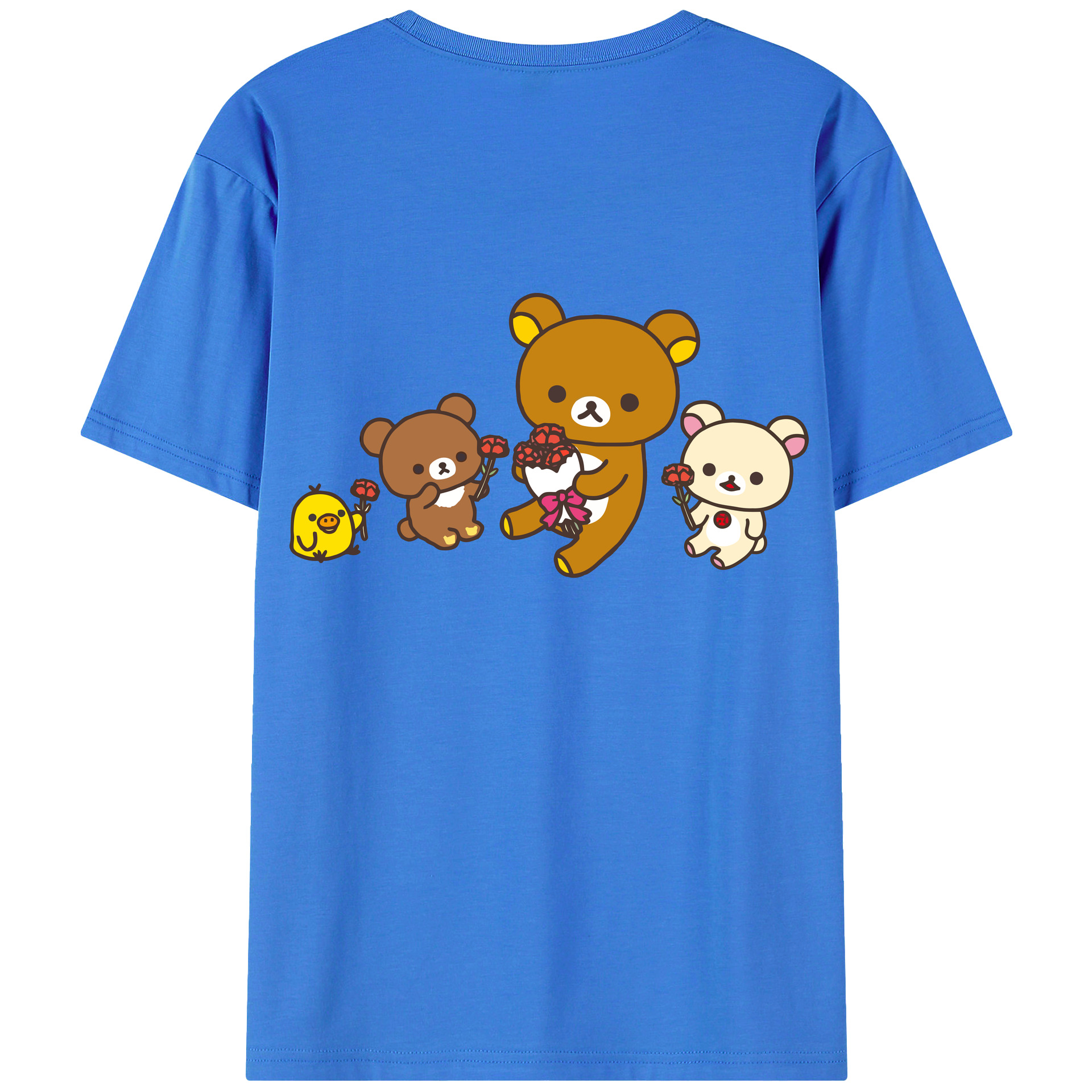 （画像用） リラックマ リラックマ キイロイトリ Rilakkuma Korilakkuma Kiiroitori 綿100％ メンズ半袖Tシャツ（バックプリント） 通気性