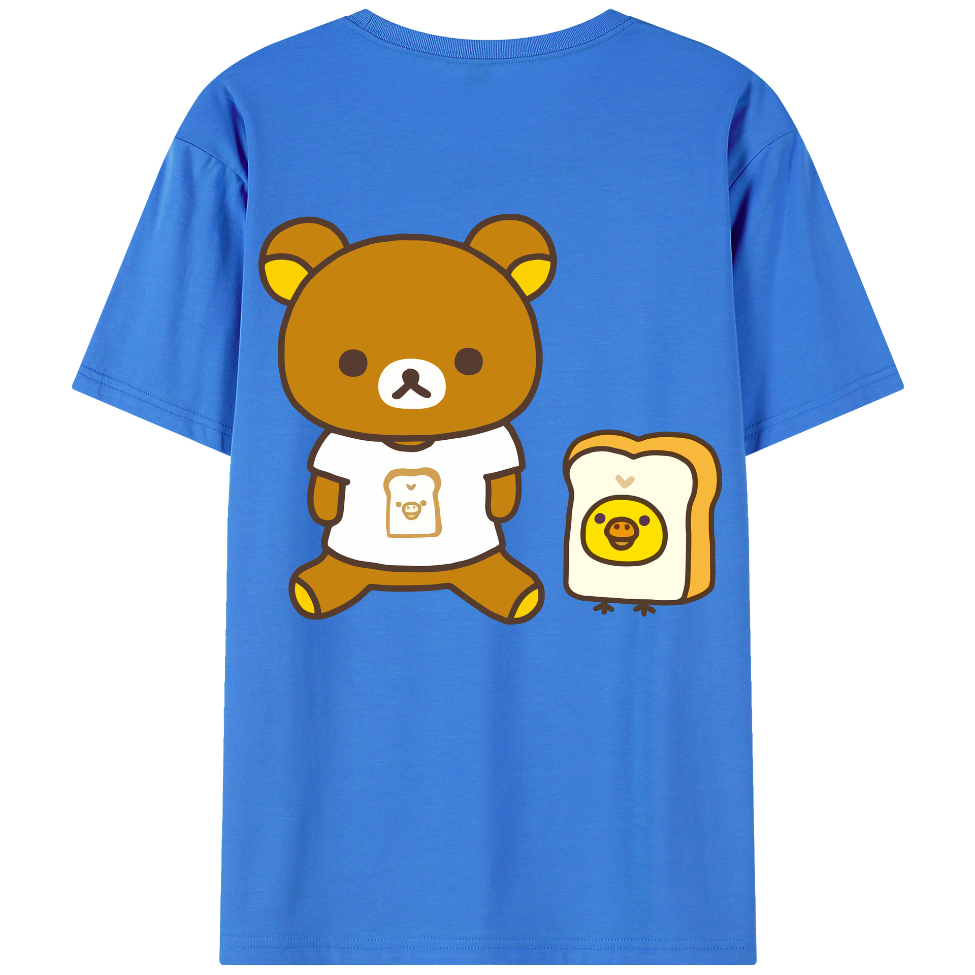 （画像用） リラックマ リラックマ キイロイトリ Rilakkuma Korilakkuma Kiiroitori 綿100％ メンズ半袖Tシャツ（バックプリント） 通気性