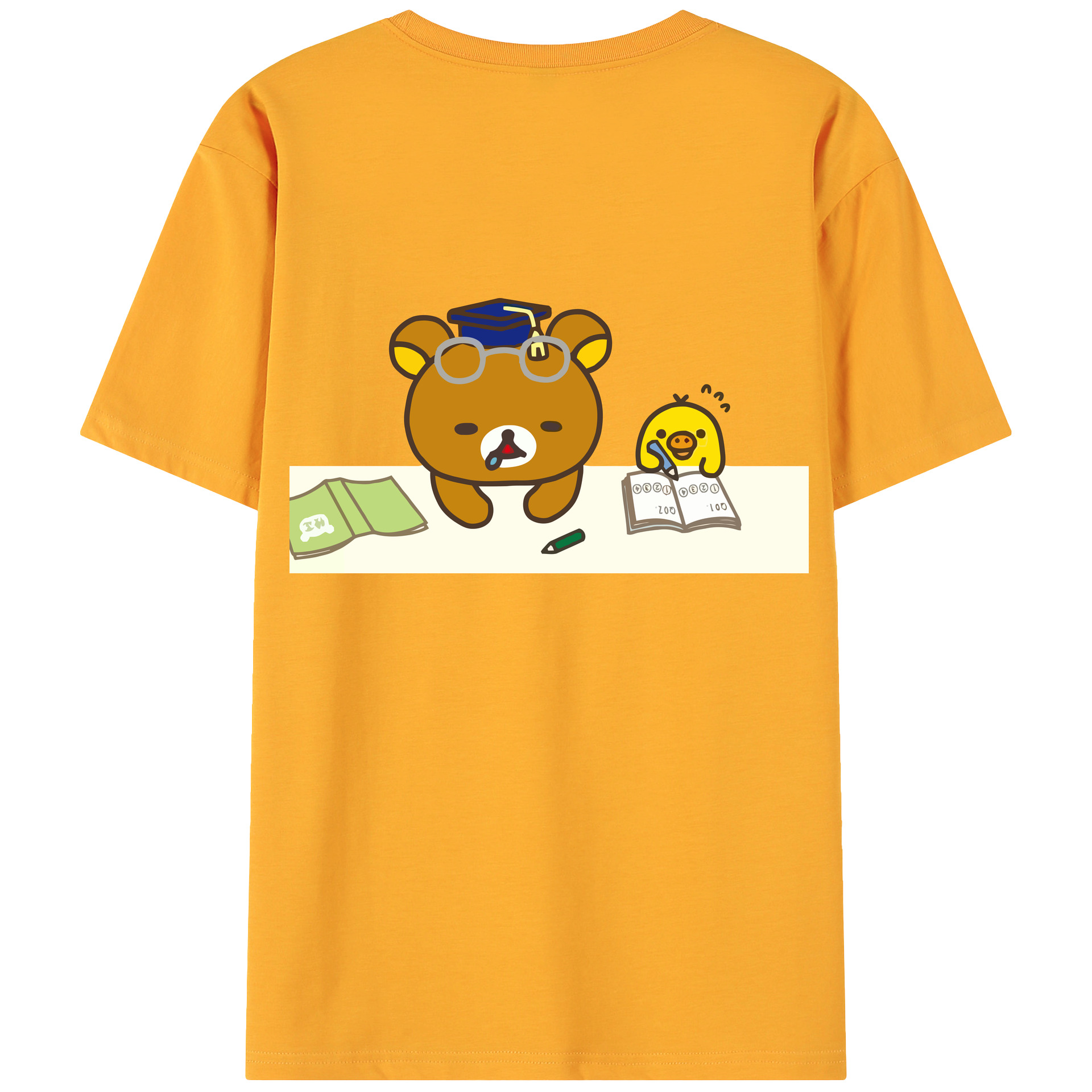 （画像用） リラックマ リラックマ キイロイトリ Rilakkuma Korilakkuma Kiiroitori 綿100％ メンズ半袖Tシャツ（バックプリント） 通気性