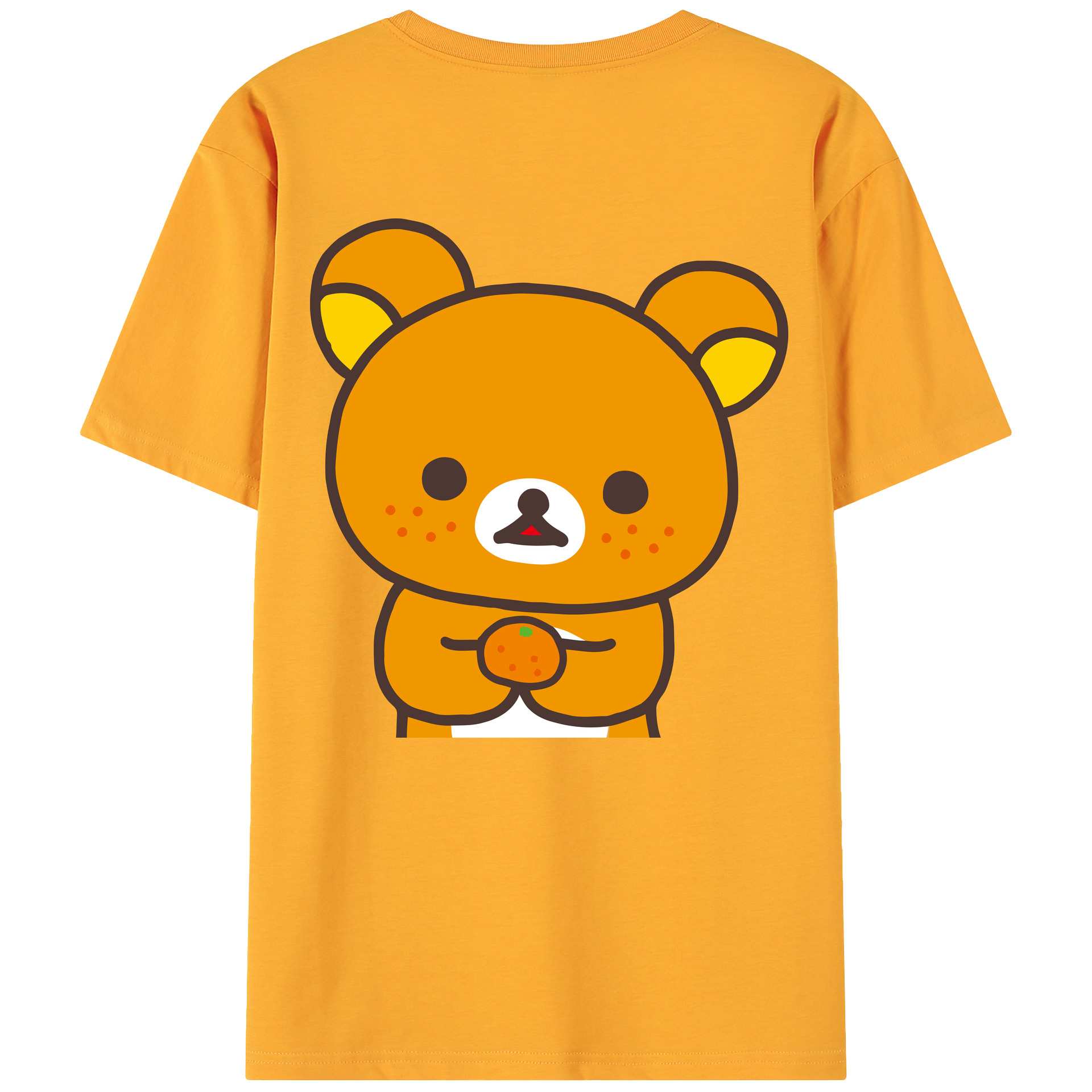 （画像用） リラックマ リラックマ キイロイトリ Rilakkuma Korilakkuma Kiiroitori 綿100％ メンズ半袖Tシャツ（バックプリント） 通気性