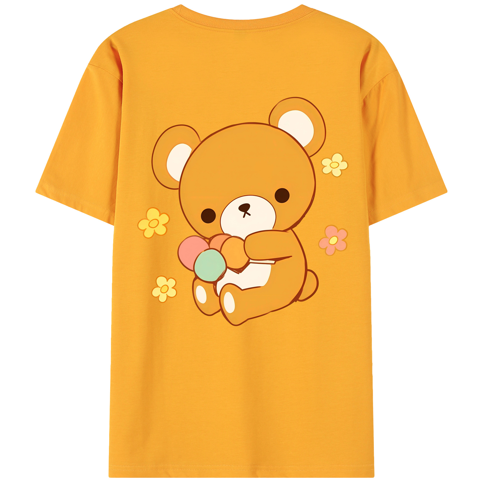 （画像用） リラックマ リラックマ キイロイトリ Rilakkuma Korilakkuma Kiiroitori 綿100％ メンズ半袖Tシャツ（バックプリント） 通気性