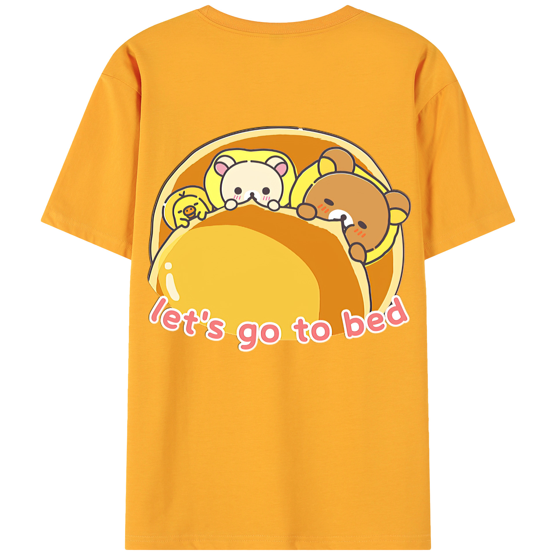 （画像用） リラックマ リラックマ キイロイトリ Rilakkuma Korilakkuma Kiiroitori 綿100％ メンズ半袖Tシャツ（バックプリント） 通気性