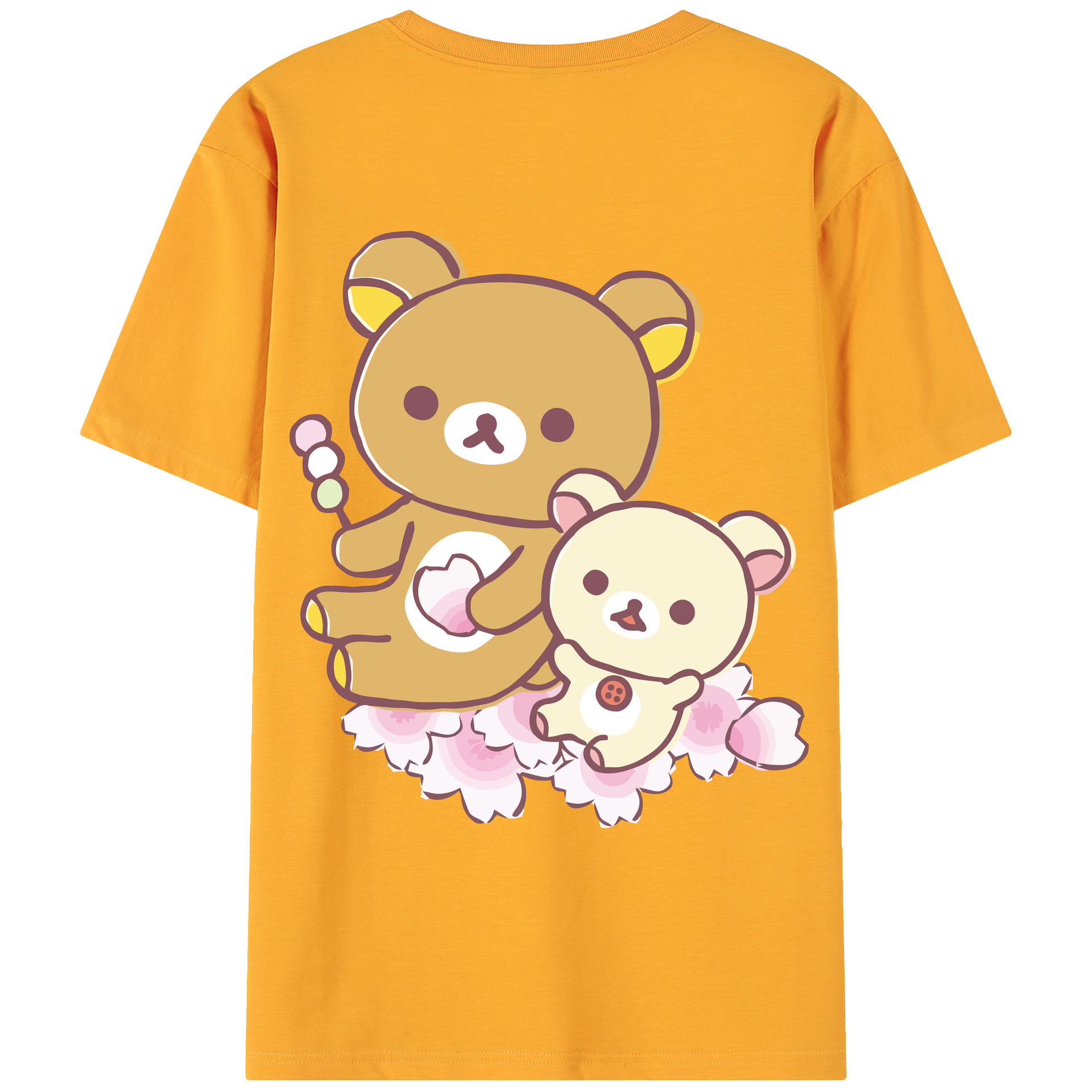 （画像用） リラックマ リラックマ キイロイトリ Rilakkuma Korilakkuma Kiiroitori 綿100％ メンズ半袖Tシャツ（バックプリント） 通気性