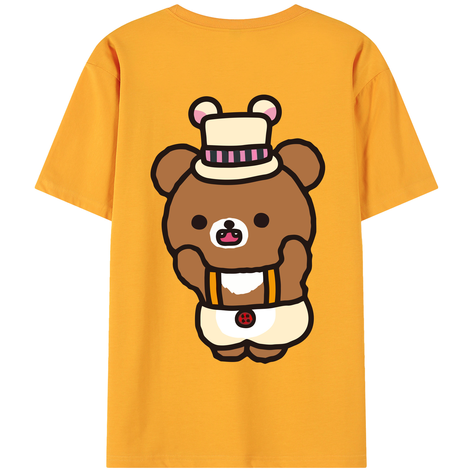 （画像用） リラックマ リラックマ キイロイトリ Rilakkuma Korilakkuma Kiiroitori 綿100％ メンズ半袖Tシャツ（バックプリント） 通気性