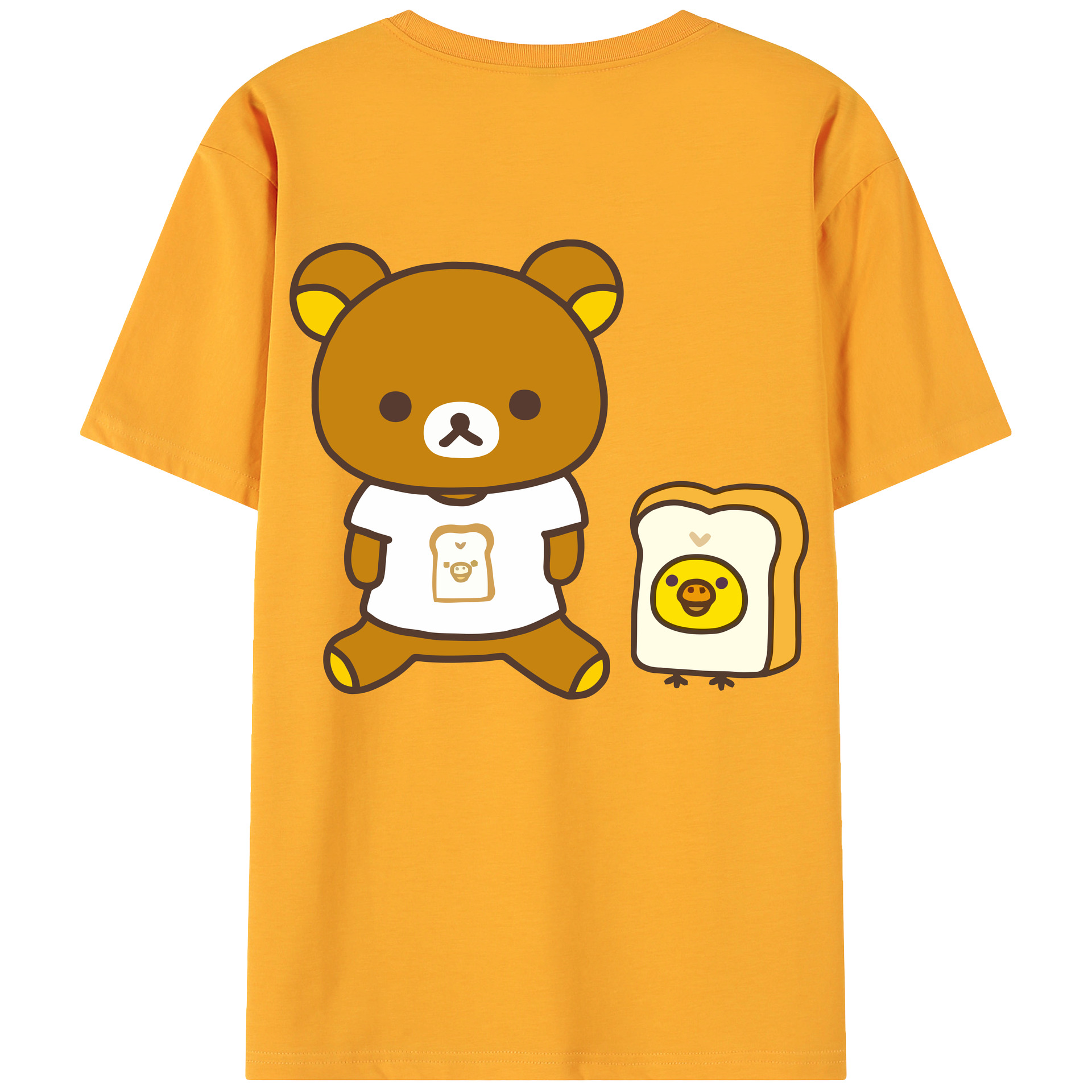 （画像用） リラックマ リラックマ キイロイトリ Rilakkuma Korilakkuma Kiiroitori 綿100％ メンズ半袖Tシャツ（バックプリント） 通気性