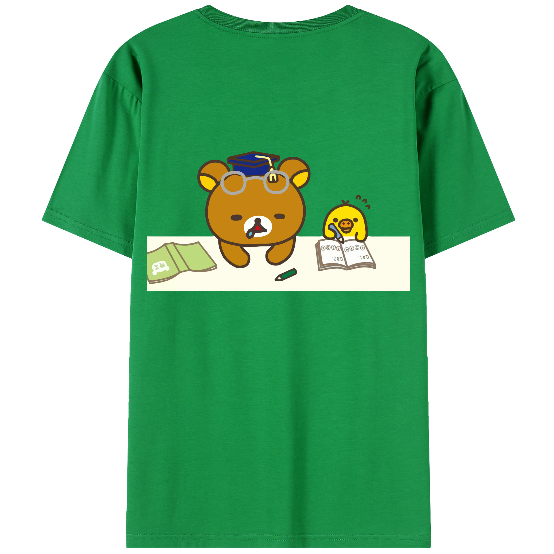 （画像用） リラックマ リラックマ キイロイトリ Rilakkuma Korilakkuma Kiiroitori 綿100％ メンズ半袖Tシャツ（バックプリント） 通気性