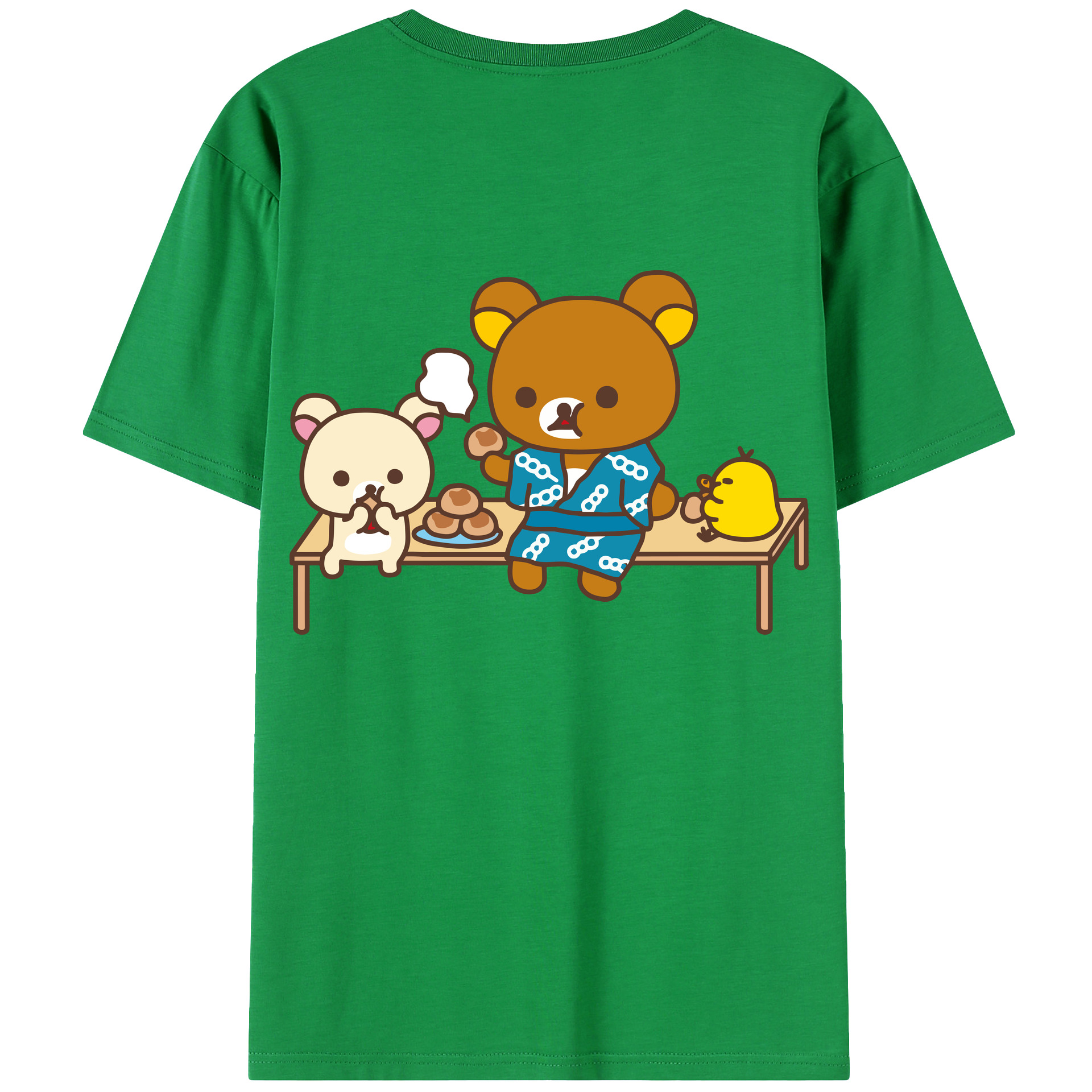 （画像用） リラックマ リラックマ キイロイトリ Rilakkuma Korilakkuma Kiiroitori 綿100％ メンズ半袖Tシャツ（バックプリント） 通気性