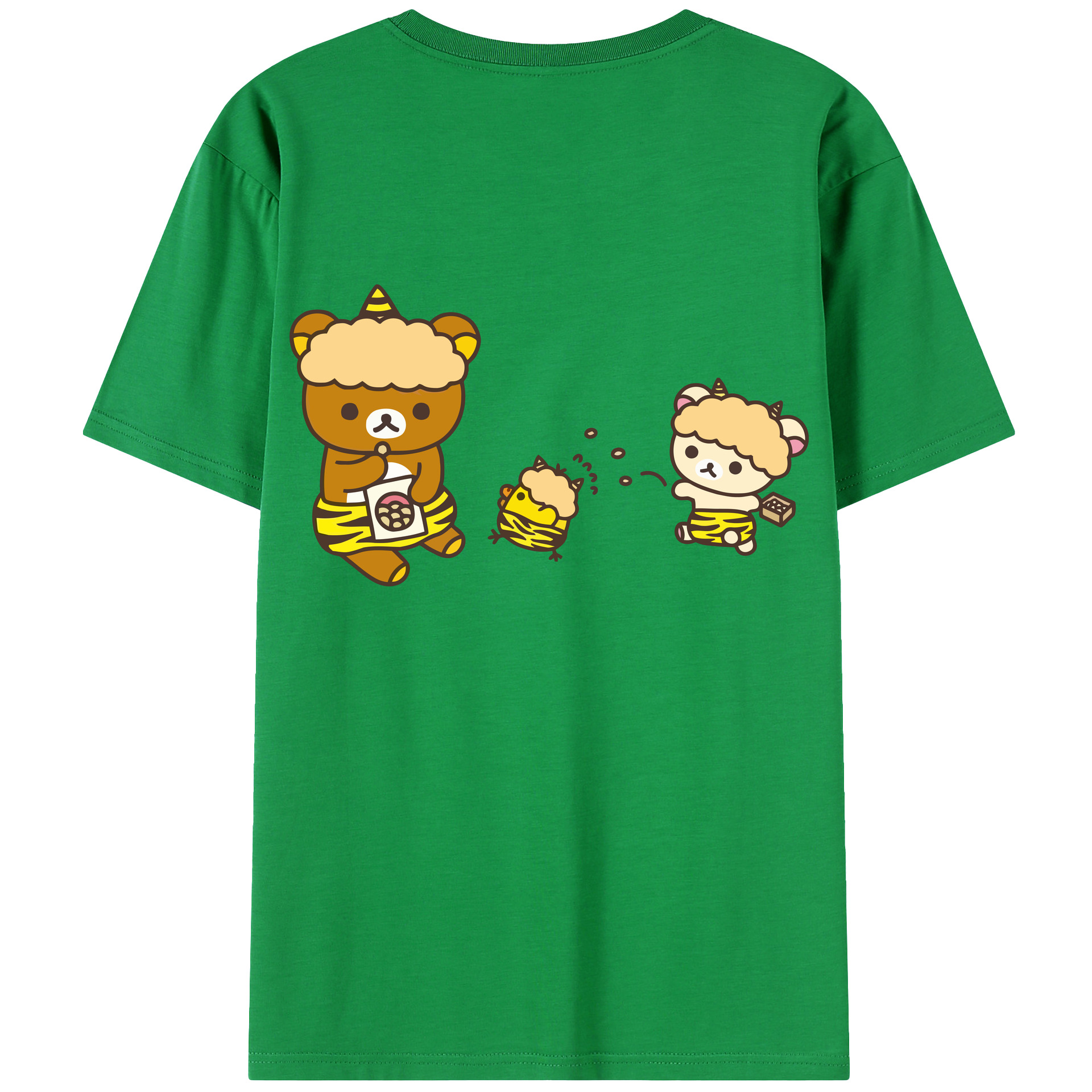（画像用） リラックマ リラックマ キイロイトリ Rilakkuma Korilakkuma Kiiroitori 綿100％ メンズ半袖Tシャツ（バックプリント） 通気性