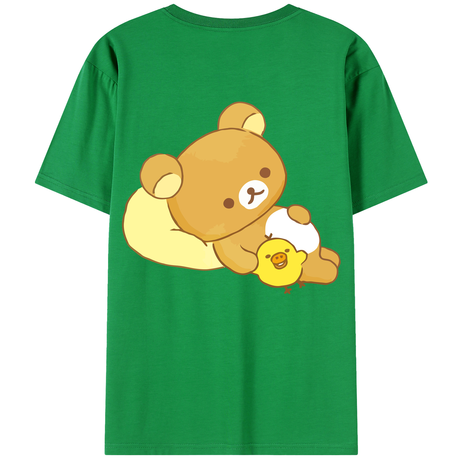 （画像用） リラックマ リラックマ キイロイトリ Rilakkuma Korilakkuma Kiiroitori 綿100％ メンズ半袖Tシャツ（バックプリント） 通気性