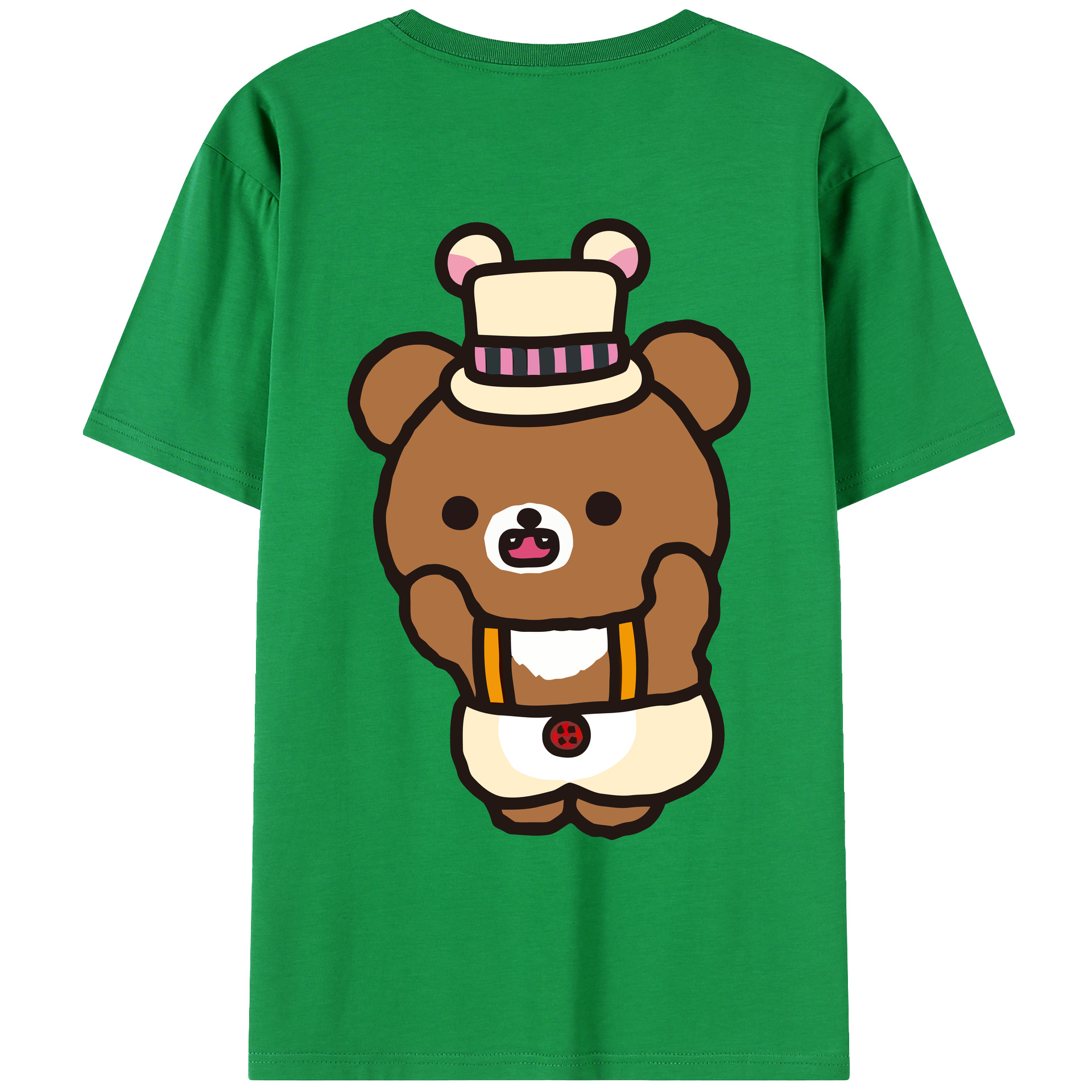 （画像用） リラックマ リラックマ キイロイトリ Rilakkuma Korilakkuma Kiiroitori 綿100％ メンズ半袖Tシャツ（バックプリント） 通気性