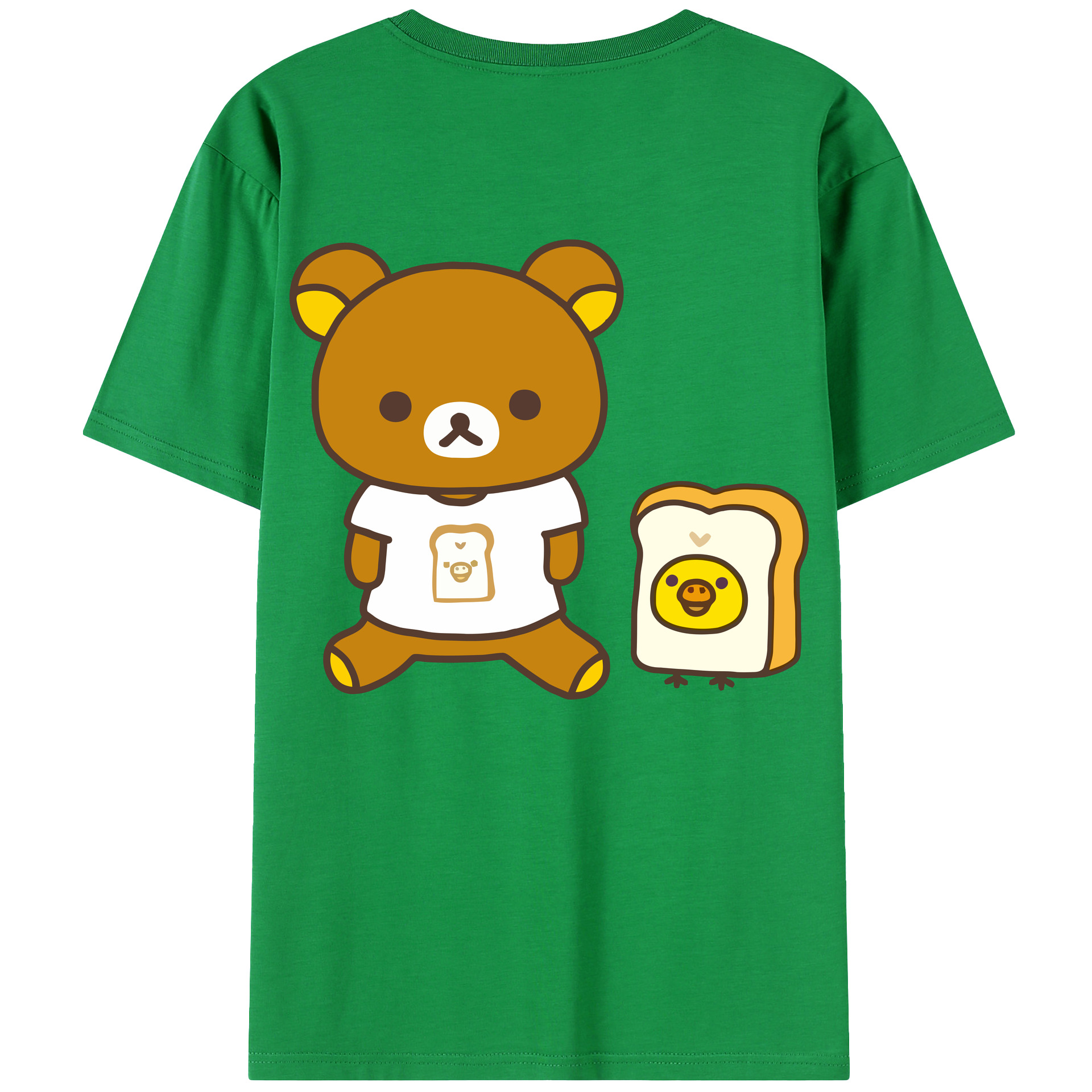 （画像用） リラックマ リラックマ キイロイトリ Rilakkuma Korilakkuma Kiiroitori 綿100％ メンズ半袖Tシャツ（バックプリント） 通気性