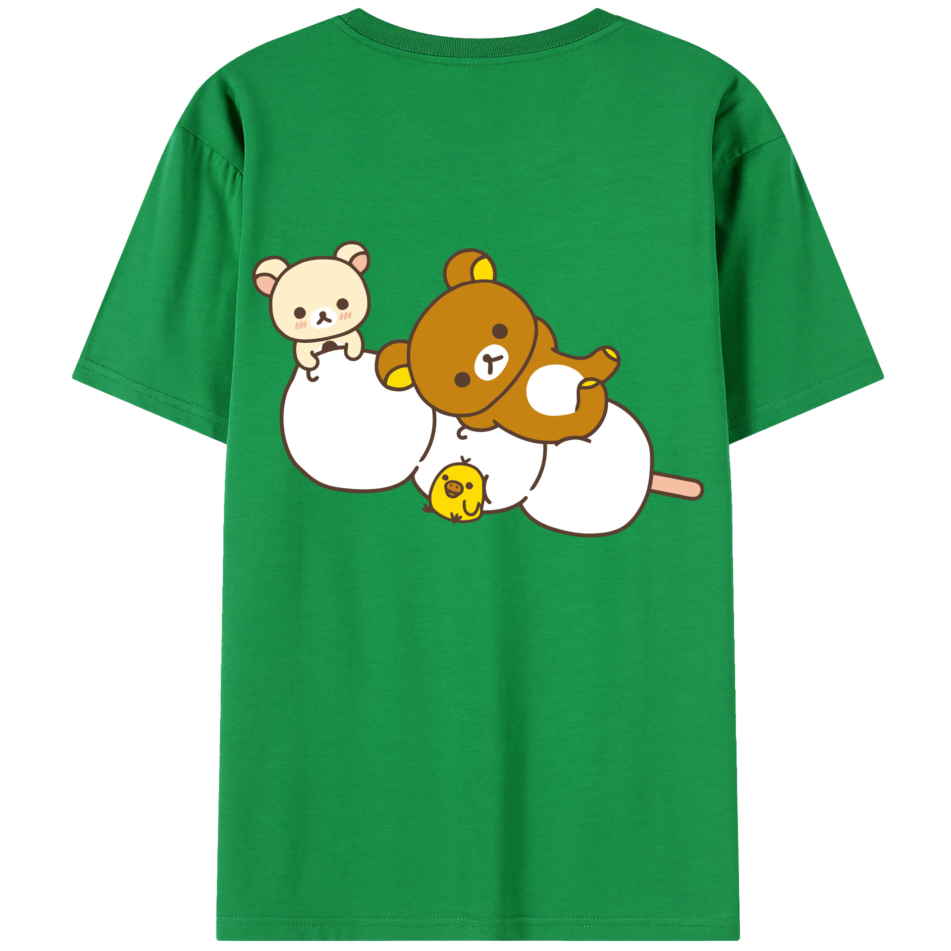 （画像用） リラックマ リラックマ キイロイトリ Rilakkuma Korilakkuma Kiiroitori 綿100％ メンズ半袖Tシャツ（バックプリント） 通気性