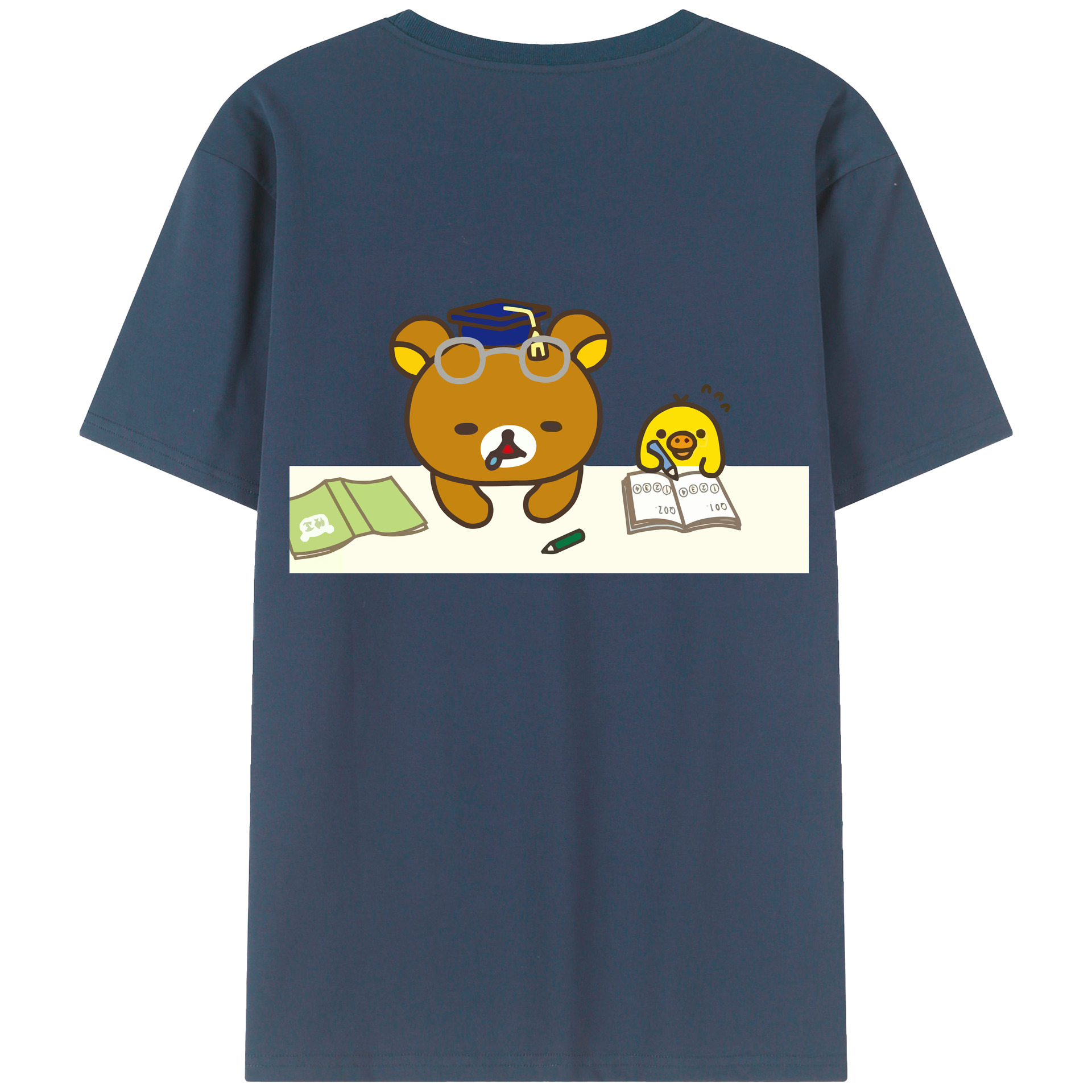 （画像用） リラックマ リラックマ キイロイトリ Rilakkuma Korilakkuma Kiiroitori 綿100％ メンズ半袖Tシャツ（バックプリント） 通気性