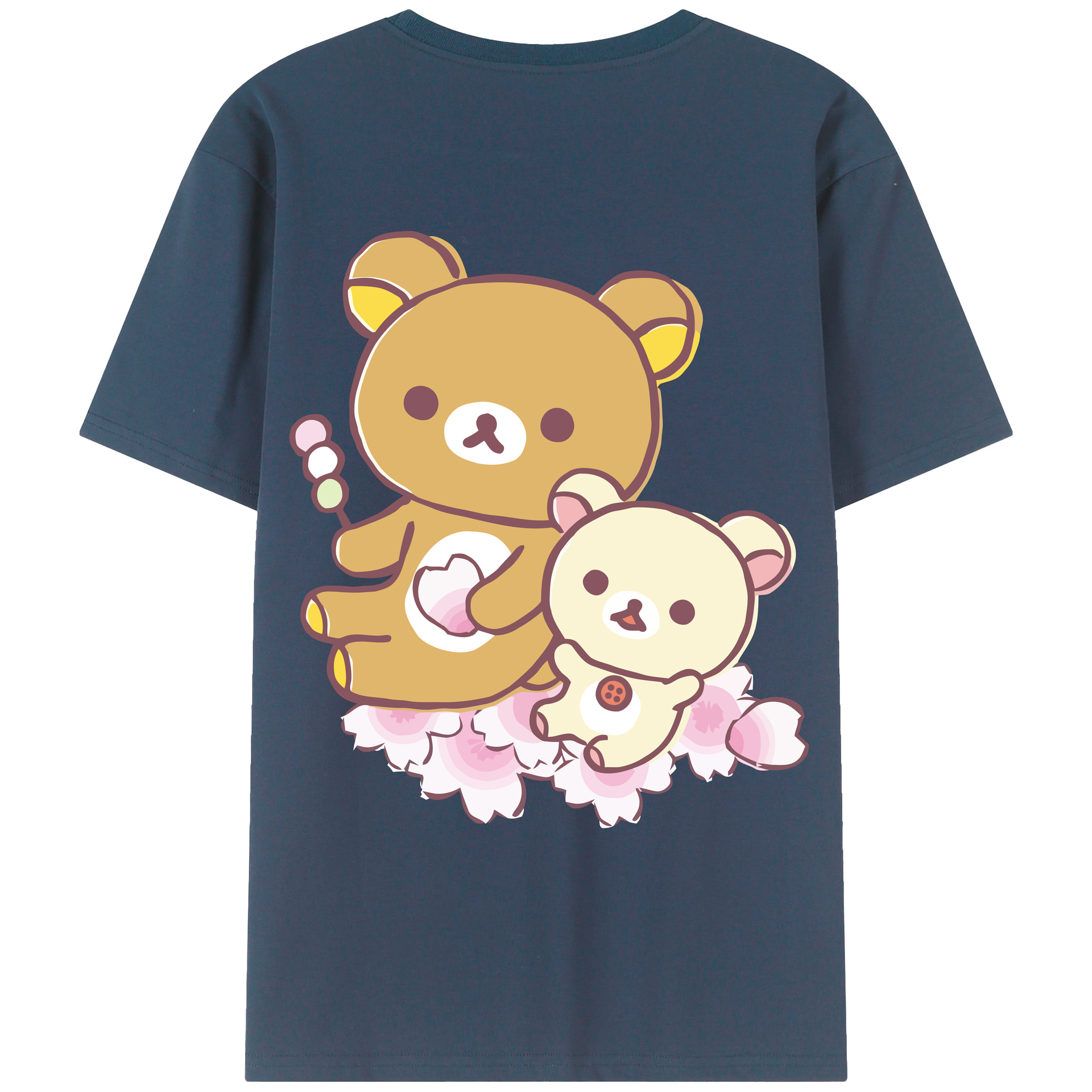 （画像用） リラックマ リラックマ キイロイトリ Rilakkuma Korilakkuma Kiiroitori 綿100％ メンズ半袖Tシャツ（バックプリント） 通気性