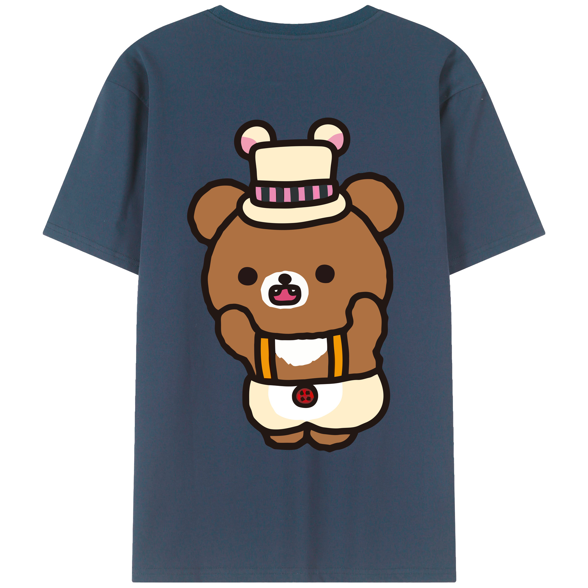 （画像用） リラックマ リラックマ キイロイトリ Rilakkuma Korilakkuma Kiiroitori 綿100％ メンズ半袖Tシャツ（バックプリント） 通気性