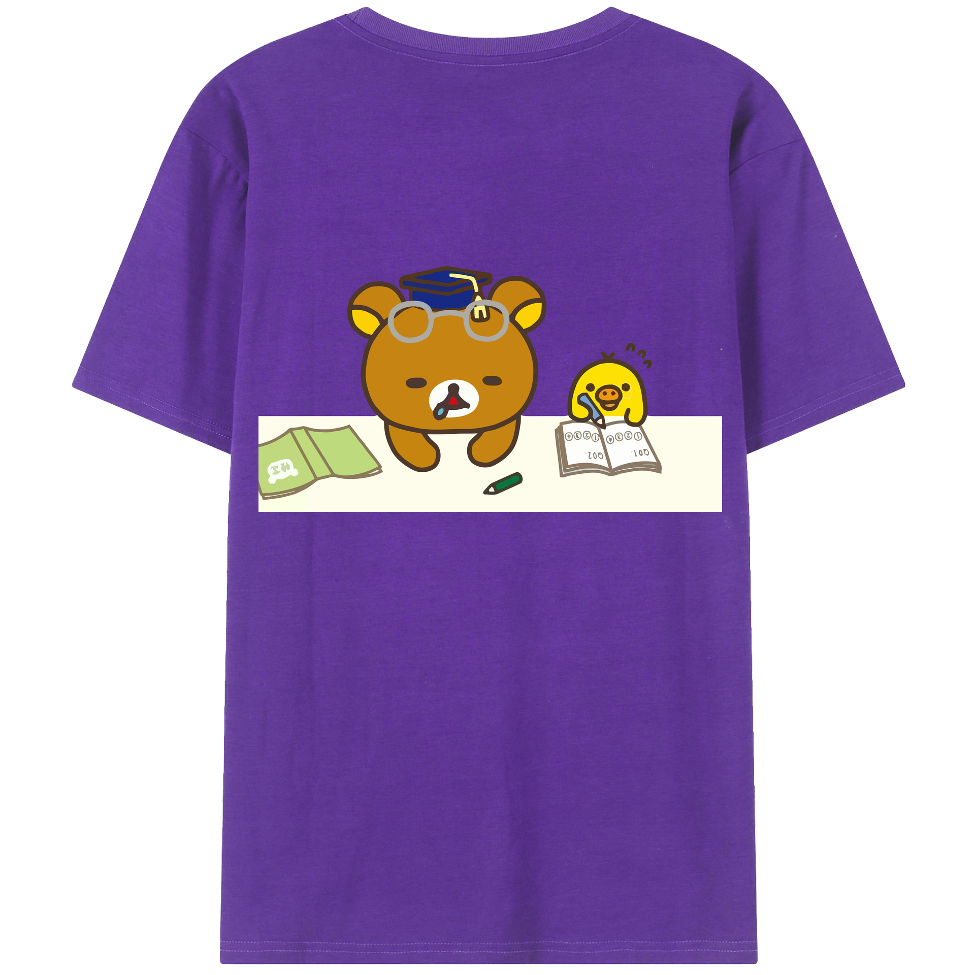 （画像用） リラックマ リラックマ キイロイトリ Rilakkuma Korilakkuma Kiiroitori 綿100％ メンズ半袖Tシャツ（バックプリント） 通気性