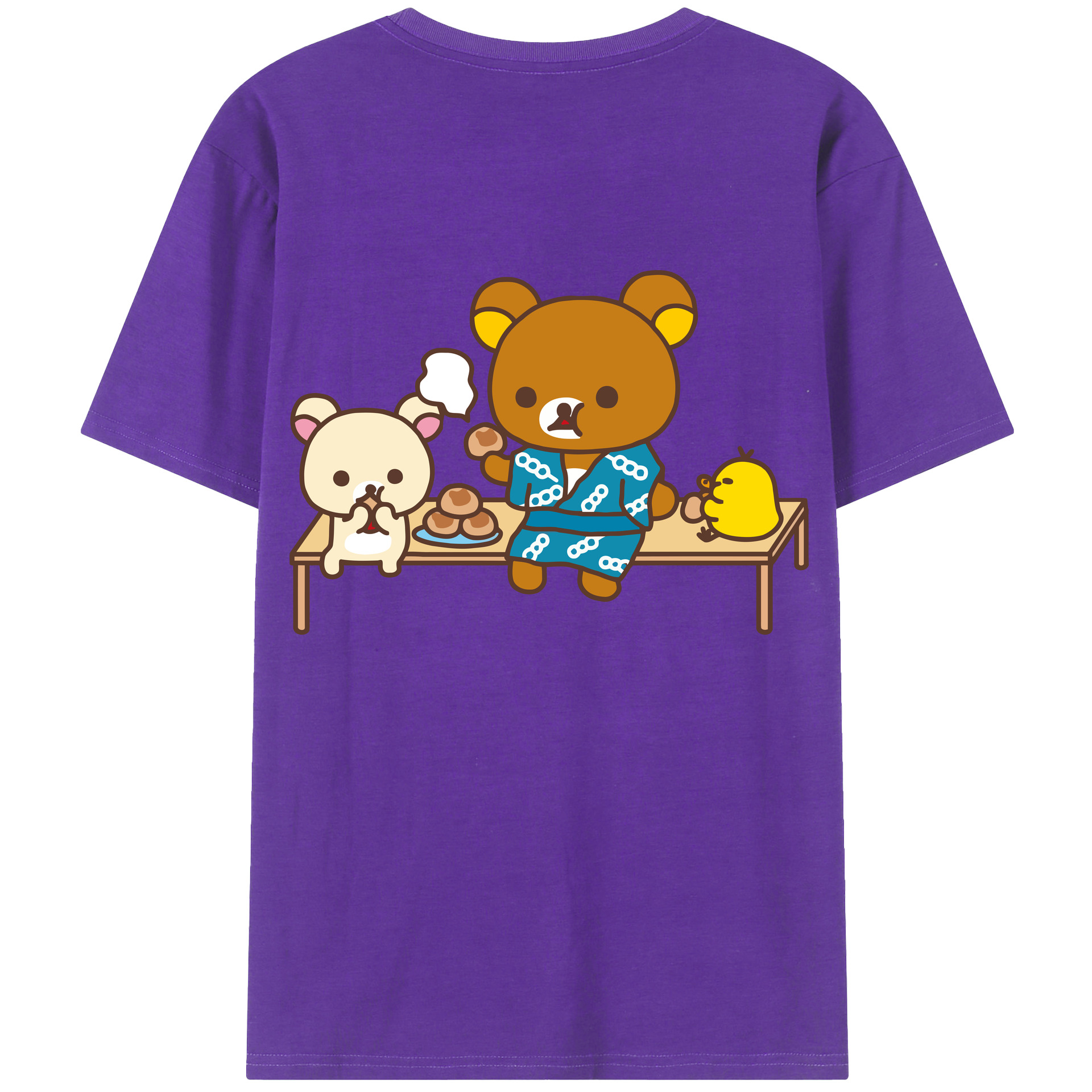 （画像用） リラックマ リラックマ キイロイトリ Rilakkuma Korilakkuma Kiiroitori 綿100％ メンズ半袖Tシャツ（バックプリント） 通気性