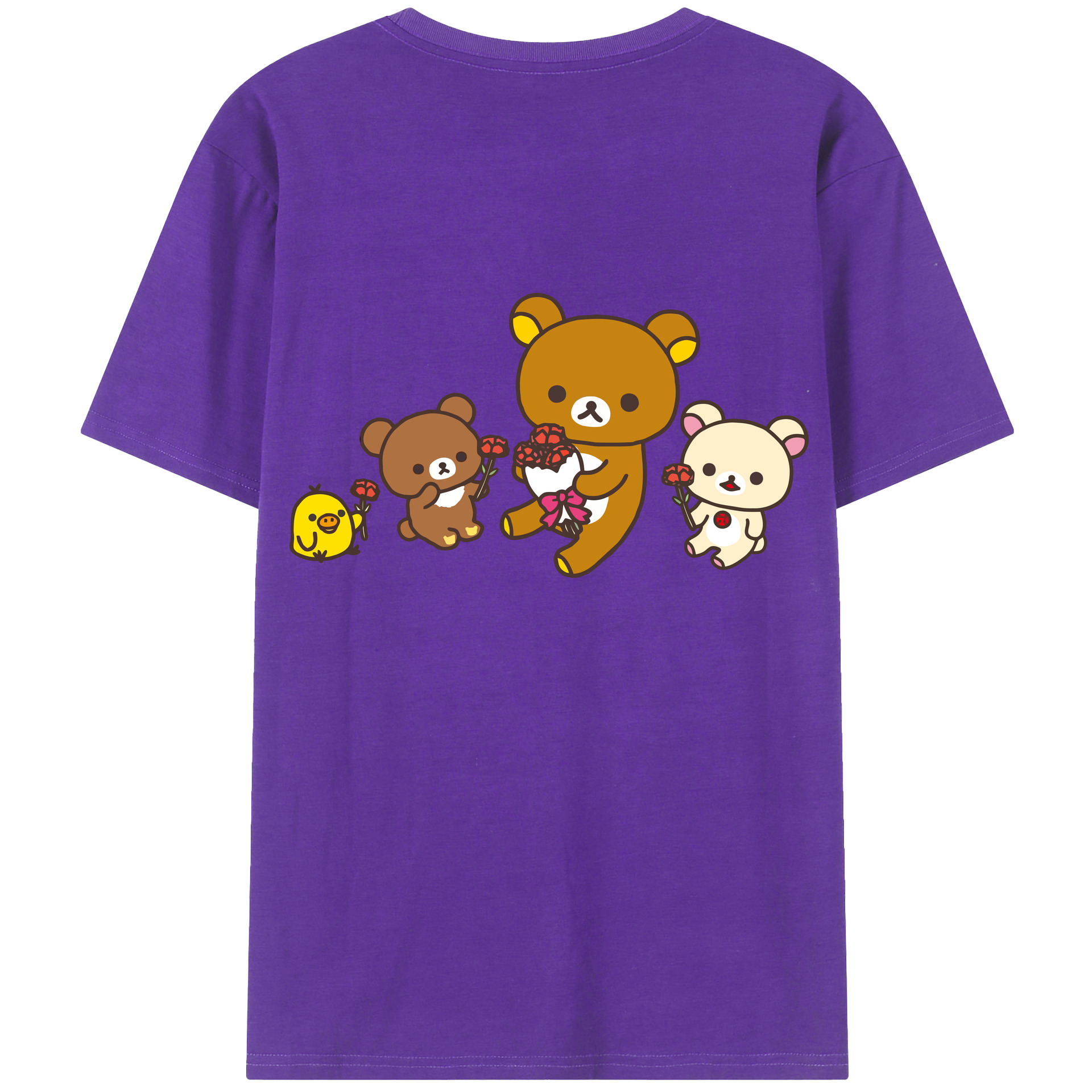 （画像用） リラックマ リラックマ キイロイトリ Rilakkuma Korilakkuma Kiiroitori 綿100％ メンズ半袖Tシャツ（バックプリント） 通気性