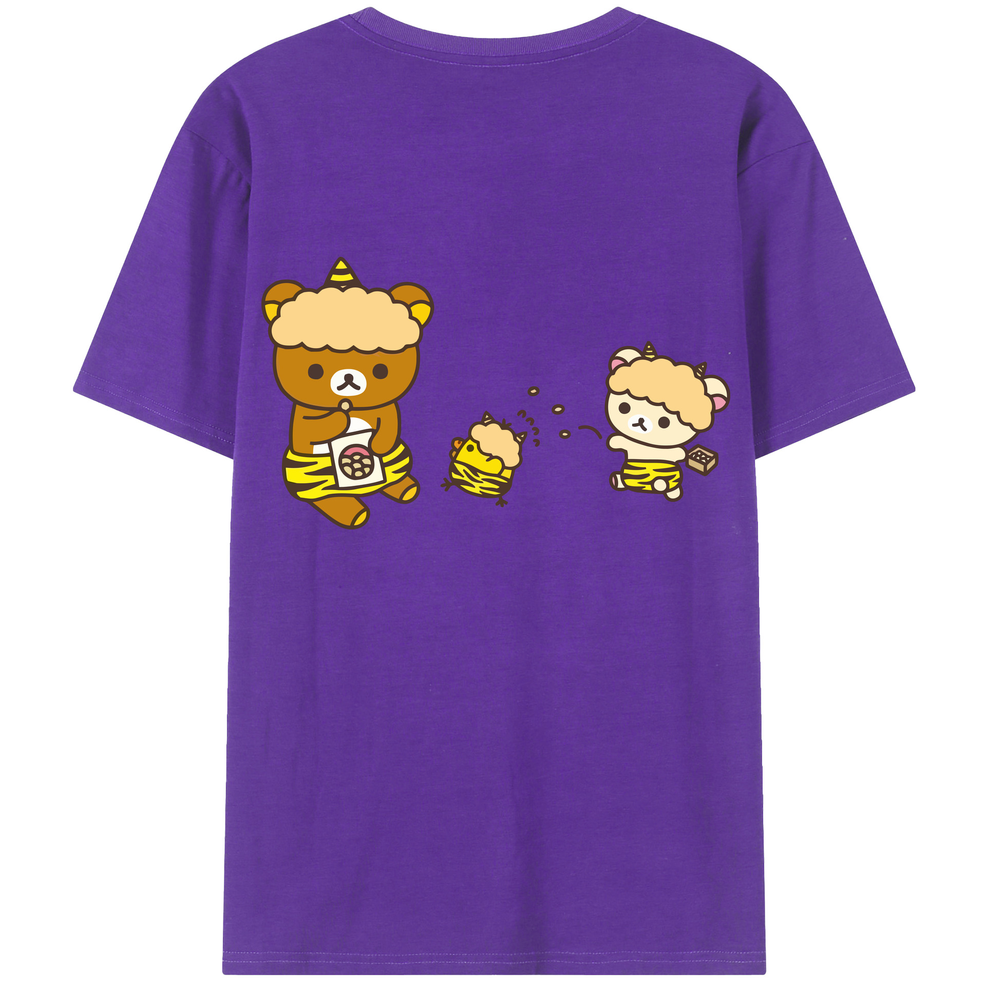 （画像用） リラックマ リラックマ キイロイトリ Rilakkuma Korilakkuma Kiiroitori 綿100％ メンズ半袖Tシャツ（バックプリント） 通気性