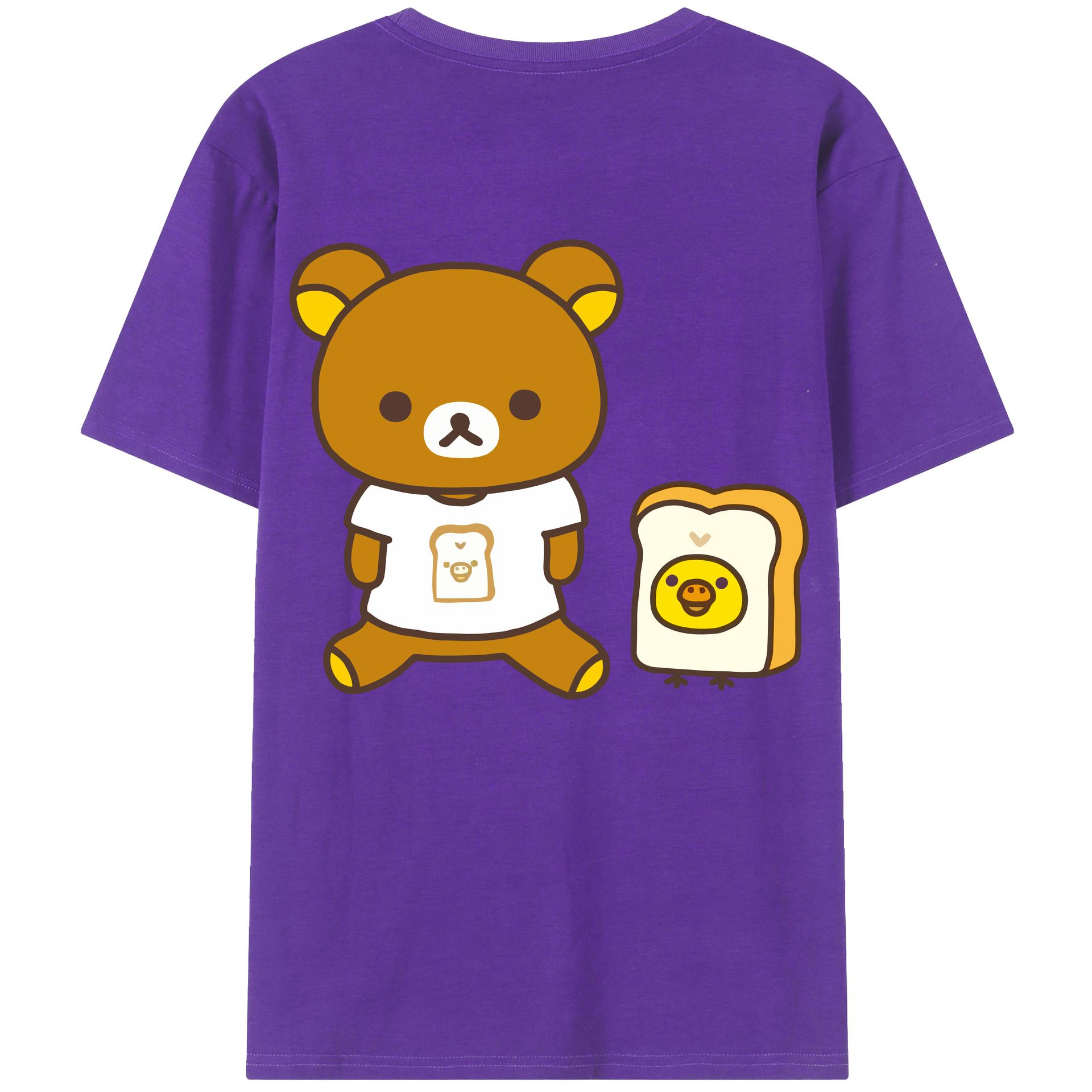 （画像用） リラックマ リラックマ キイロイトリ Rilakkuma Korilakkuma Kiiroitori 綿100％ メンズ半袖Tシャツ（バックプリント） 通気性