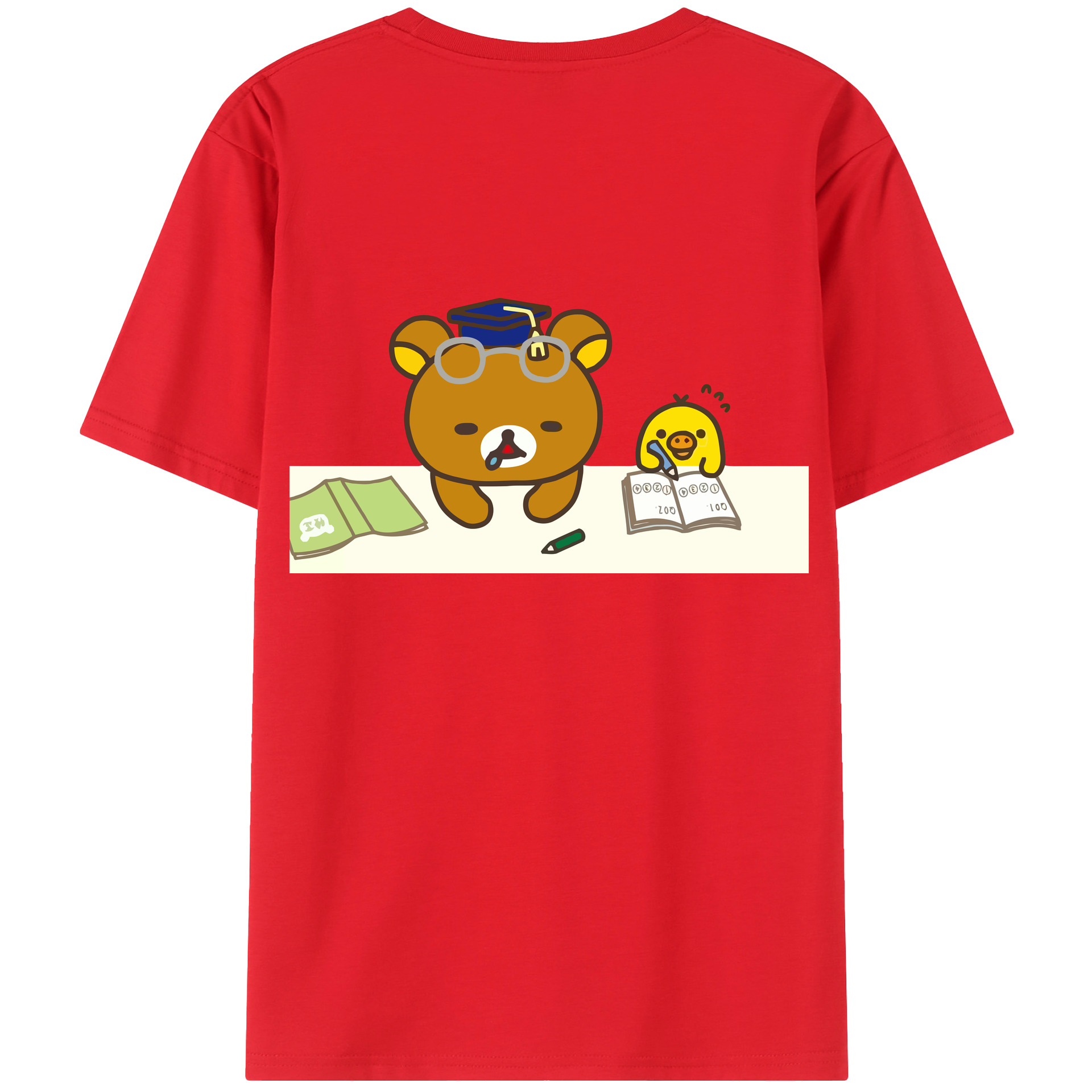 （画像用） リラックマ リラックマ キイロイトリ Rilakkuma Korilakkuma Kiiroitori 綿100％ メンズ半袖Tシャツ（バックプリント） 通気性