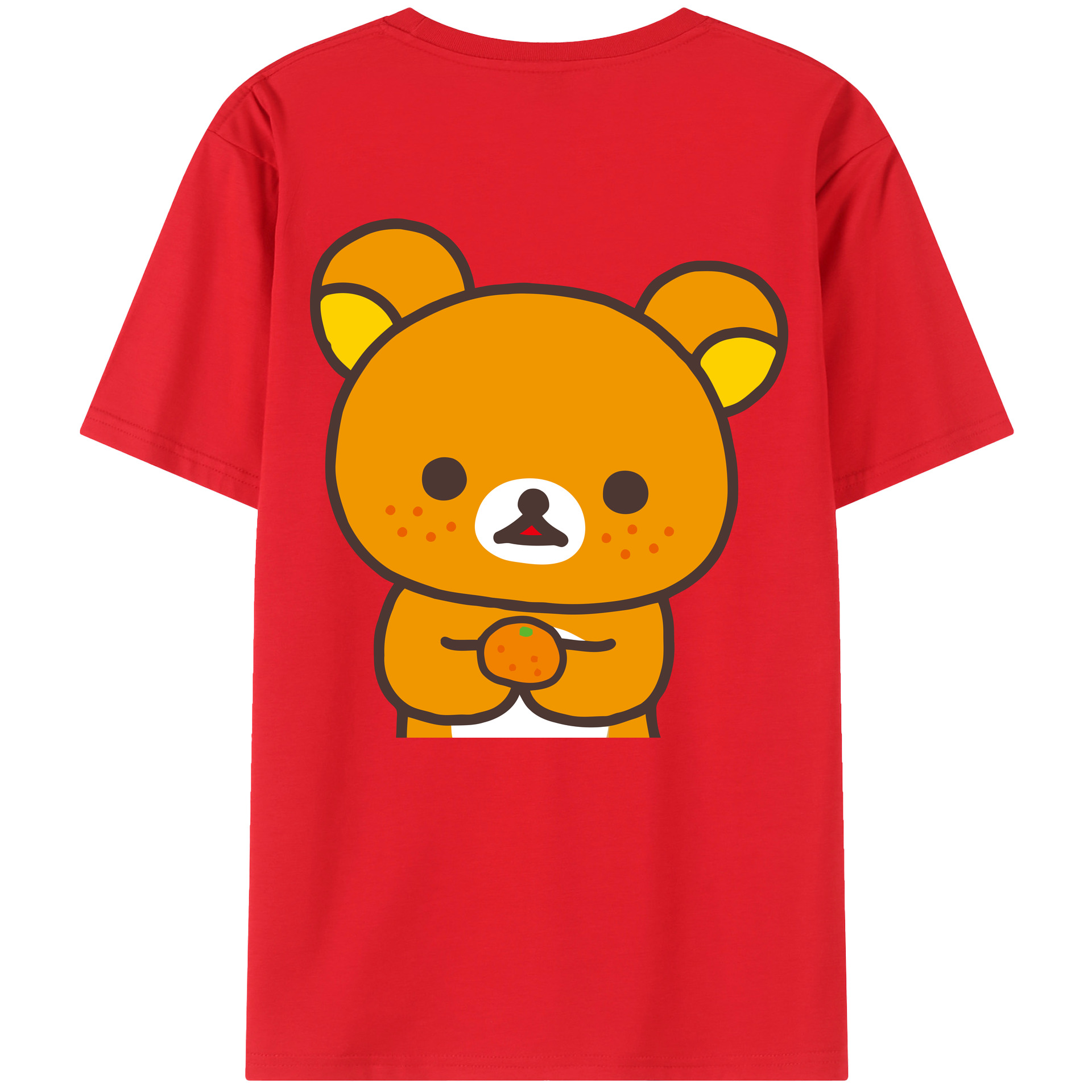 （画像用） リラックマ リラックマ キイロイトリ Rilakkuma Korilakkuma Kiiroitori 綿100％ メンズ半袖Tシャツ（バックプリント） 通気性