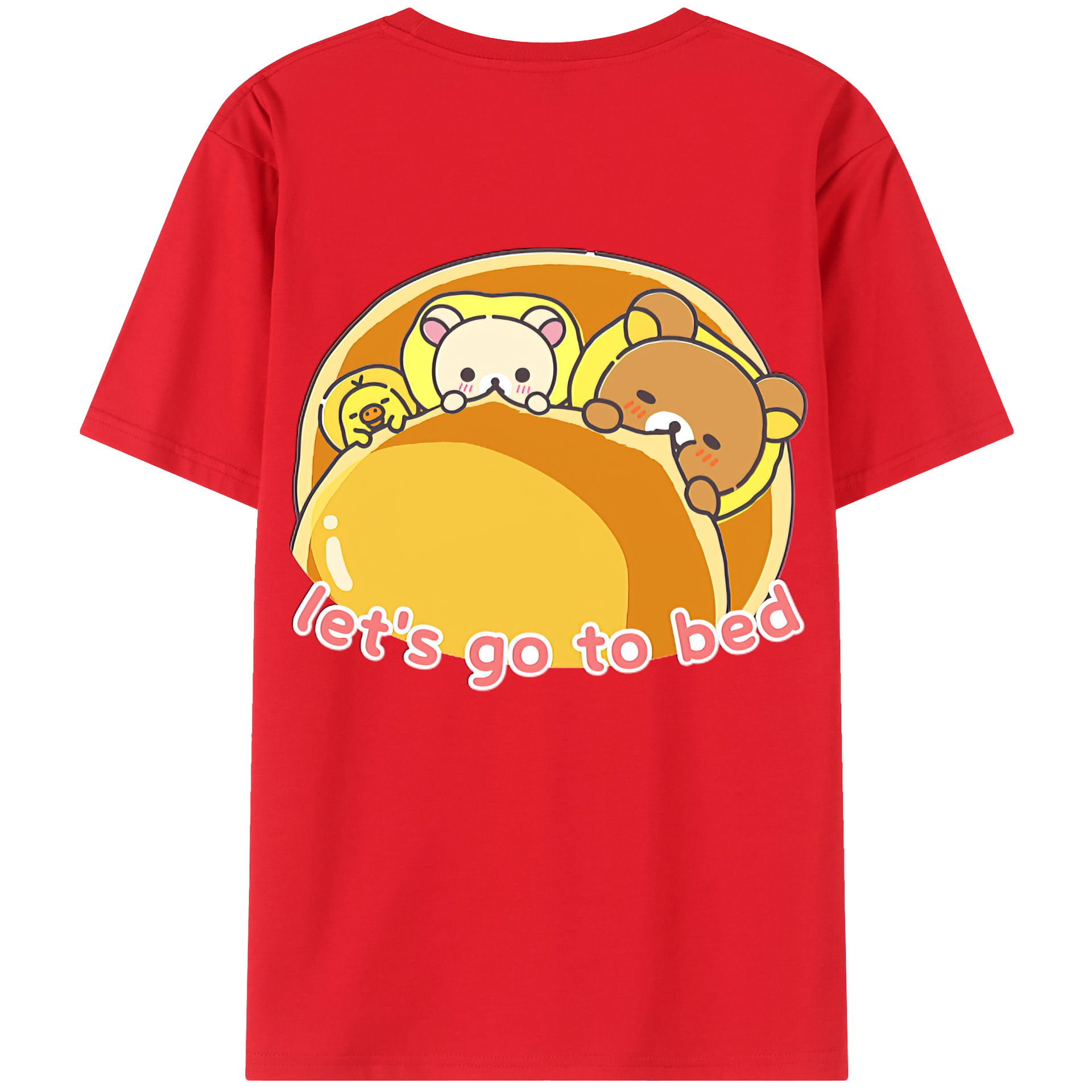 （画像用） リラックマ リラックマ キイロイトリ Rilakkuma Korilakkuma Kiiroitori 綿100％ メンズ半袖Tシャツ（バックプリント） 通気性