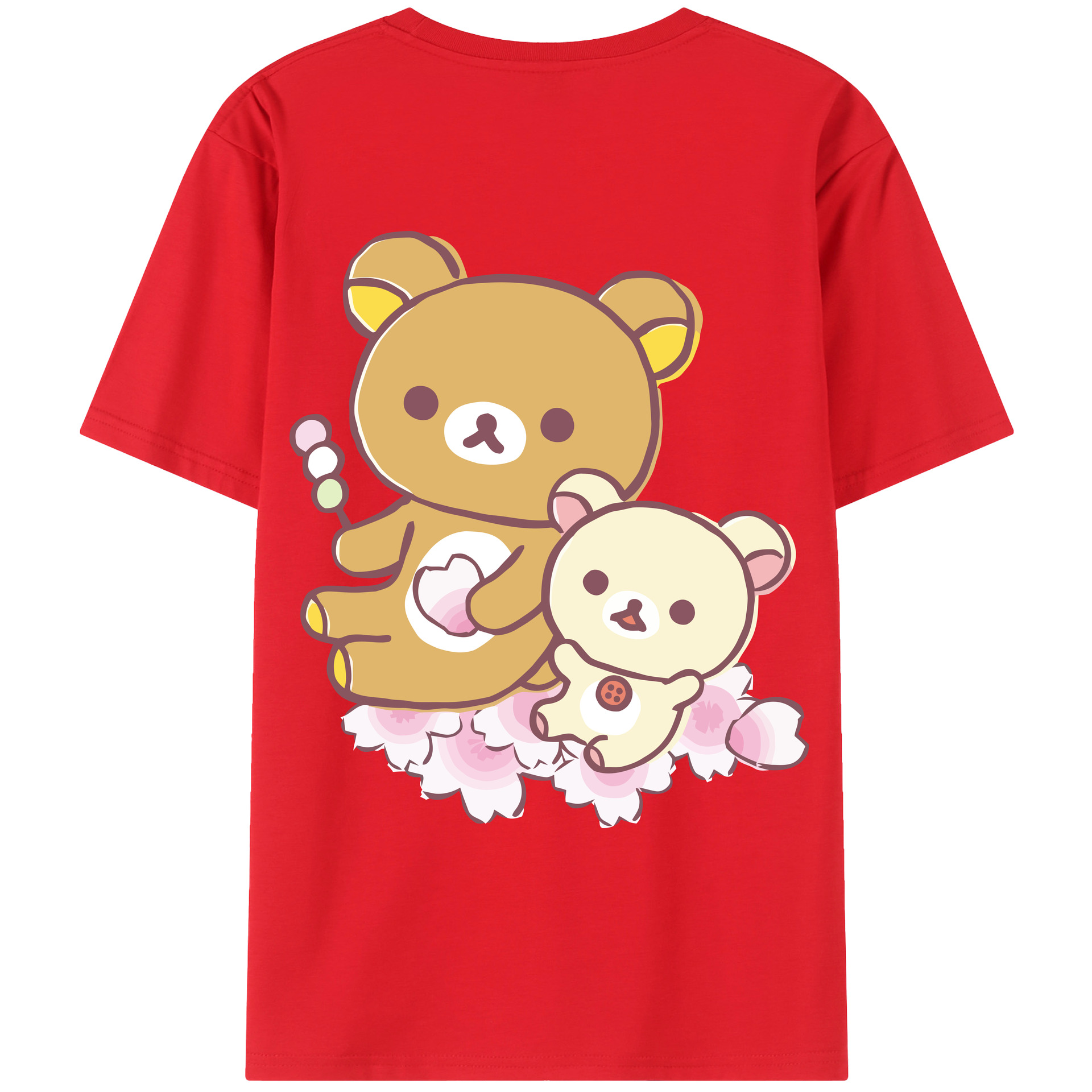 （画像用） リラックマ リラックマ キイロイトリ Rilakkuma Korilakkuma Kiiroitori 綿100％ メンズ半袖Tシャツ（バックプリント） 通気性