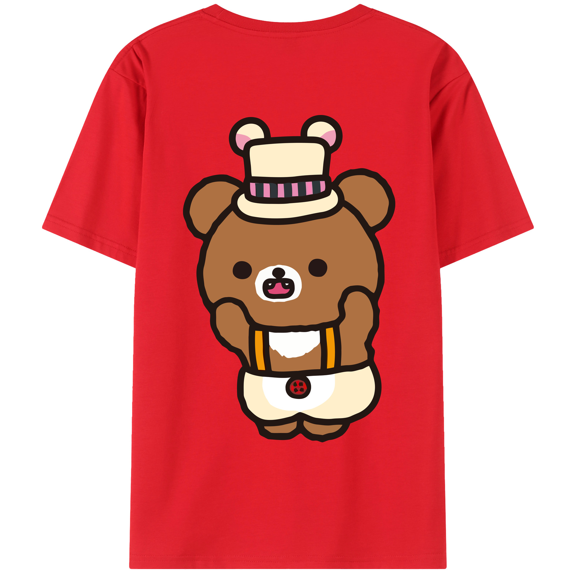 （画像用） リラックマ リラックマ キイロイトリ Rilakkuma Korilakkuma Kiiroitori 綿100％ メンズ半袖Tシャツ（バックプリント） 通気性