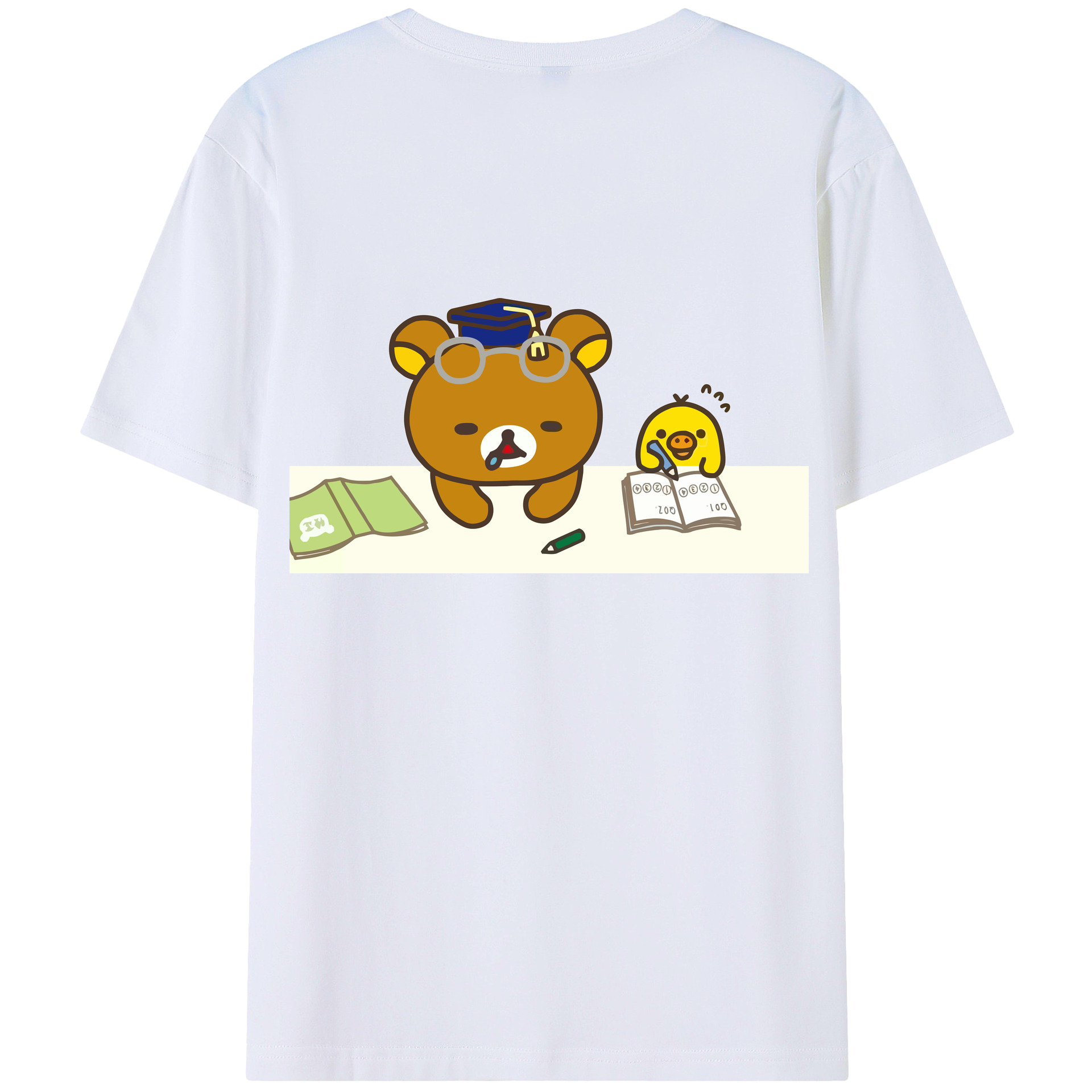 （画像用） リラックマ リラックマ キイロイトリ Rilakkuma Korilakkuma Kiiroitori 綿100％ メンズ半袖Tシャツ（バックプリント） 通気性