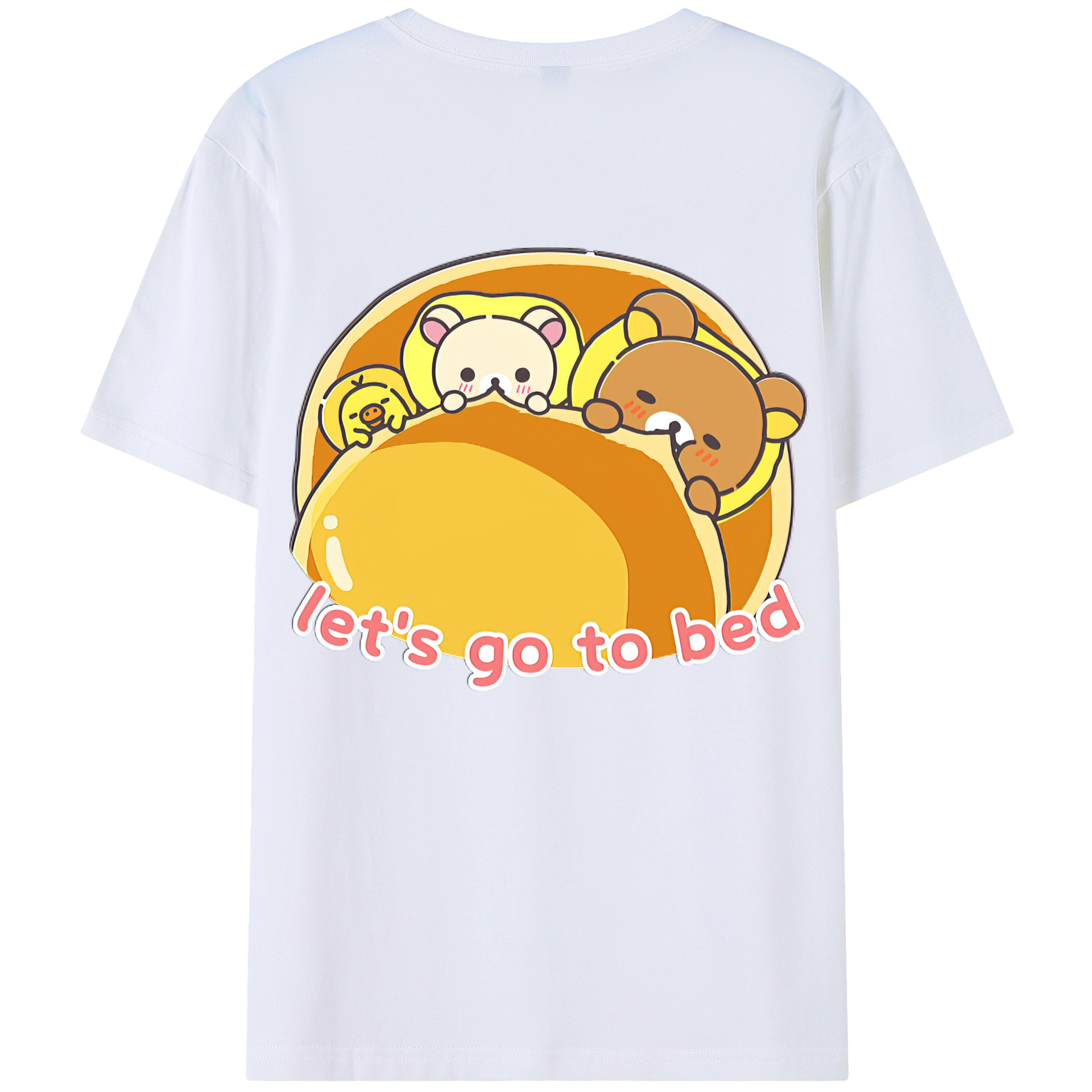 （画像用） リラックマ リラックマ キイロイトリ Rilakkuma Korilakkuma Kiiroitori 綿100％ メンズ半袖Tシャツ（バックプリント） 通気性