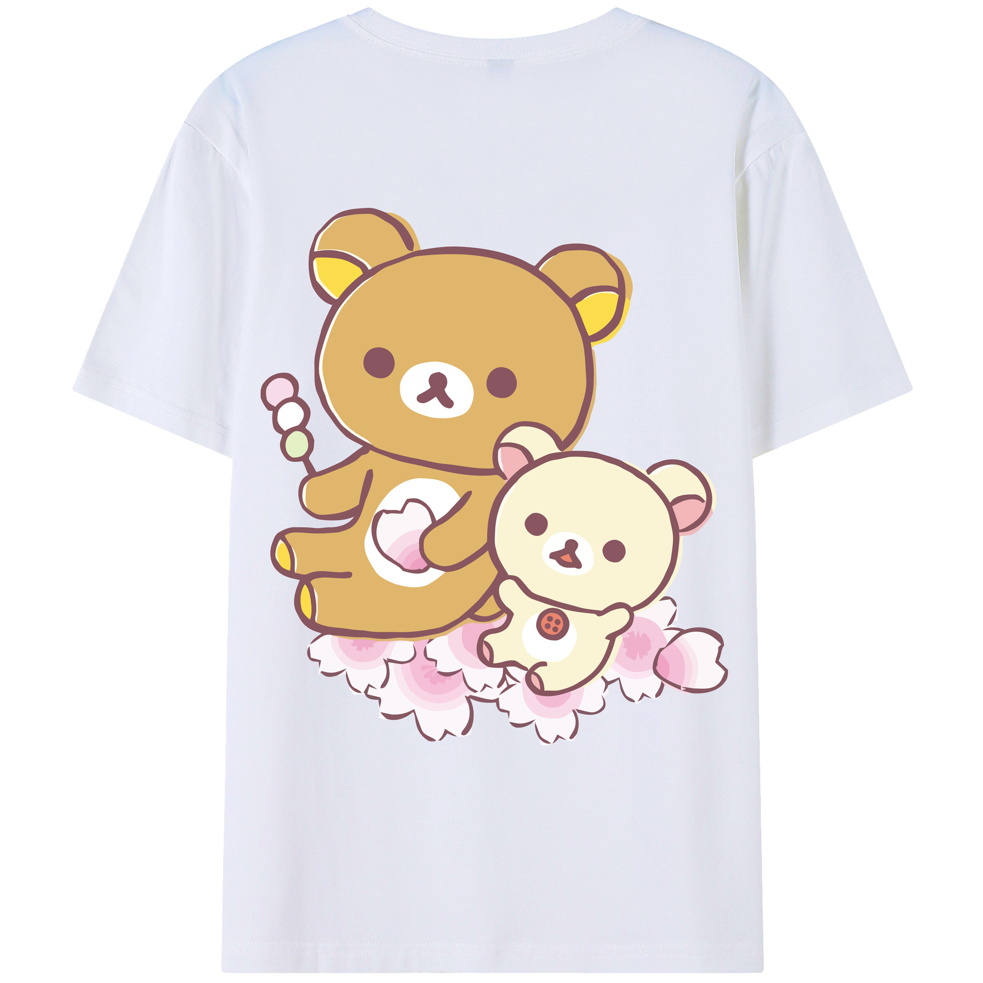 （画像用） リラックマ リラックマ キイロイトリ Rilakkuma Korilakkuma Kiiroitori 綿100％ メンズ半袖Tシャツ（バックプリント） 通気性
