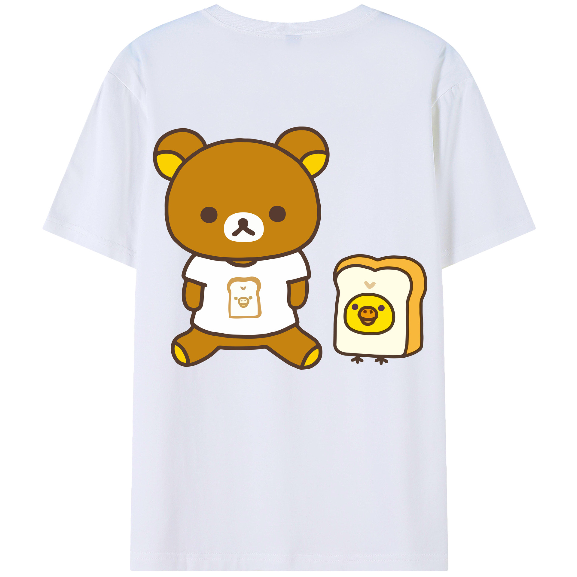 （画像用） リラックマ リラックマ キイロイトリ Rilakkuma Korilakkuma Kiiroitori 綿100％ メンズ半袖Tシャツ（バックプリント） 通気性
