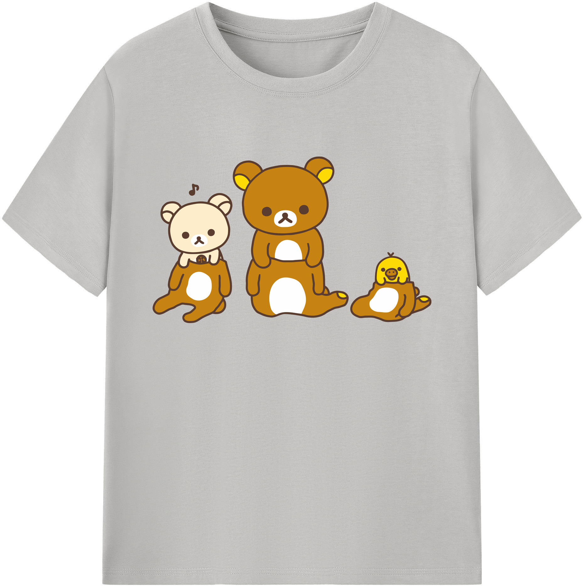 （画像用） リラックマ リラックマ キイロイトリ Rilakkuma Korilakkuma Kiiroitori 綿100％ メンズ半袖Tシャツ｜肌触りやわらか＆通気性
